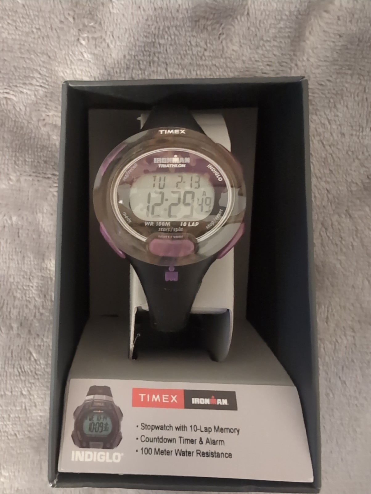 Women’s Timex Ironman 10 Lap Digital Watch Black & Purple T5K523JT