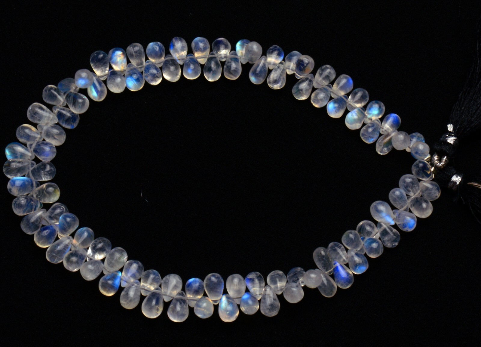 Natural Gem Rainbow Moonstone 7x5mm Approx Size Teardrop Shape Smooth Beads 10″