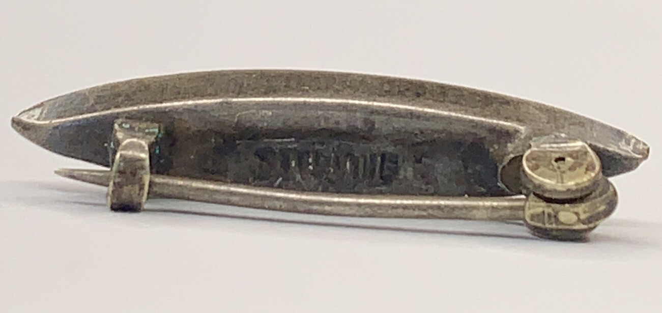 Antique VTG Men’s Sterling 925 Art Deco Marquise Abalone 1” Bar Lapel Tie Pin