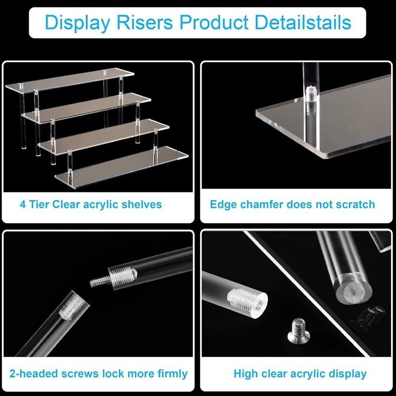 4 Tier Acrylic Perfume Organizer Stand Clear Display Risers Cologne Cosmetic