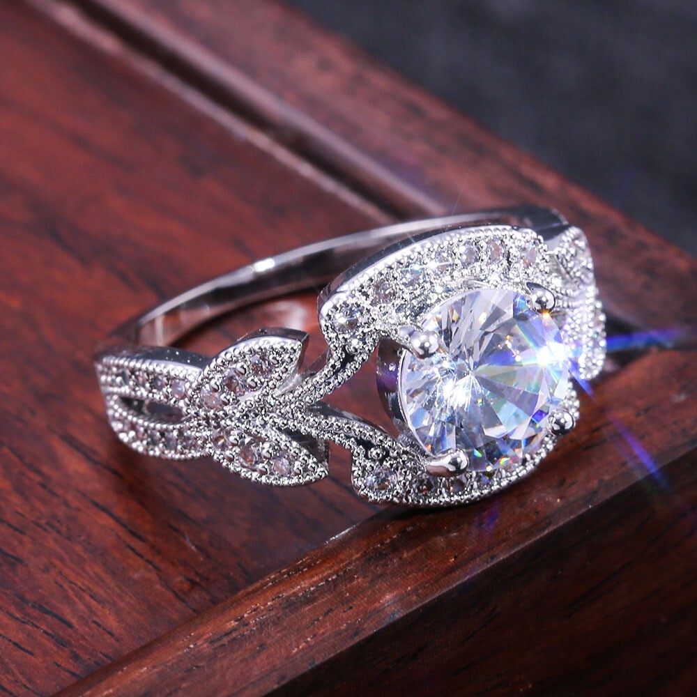 Authentic Vintage Style Engagement Ring Silver Plated 1.95 CT Simulated Diamond