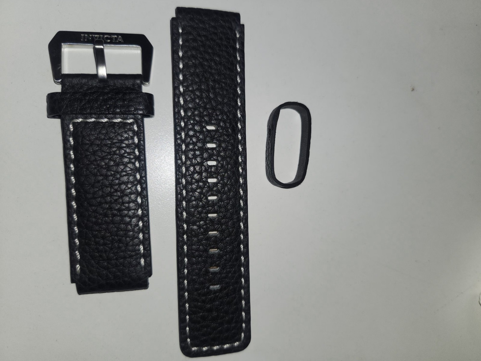 Authentic Invicta Corduba 6605 Black Leather/White Stitching 22mm Watch Band