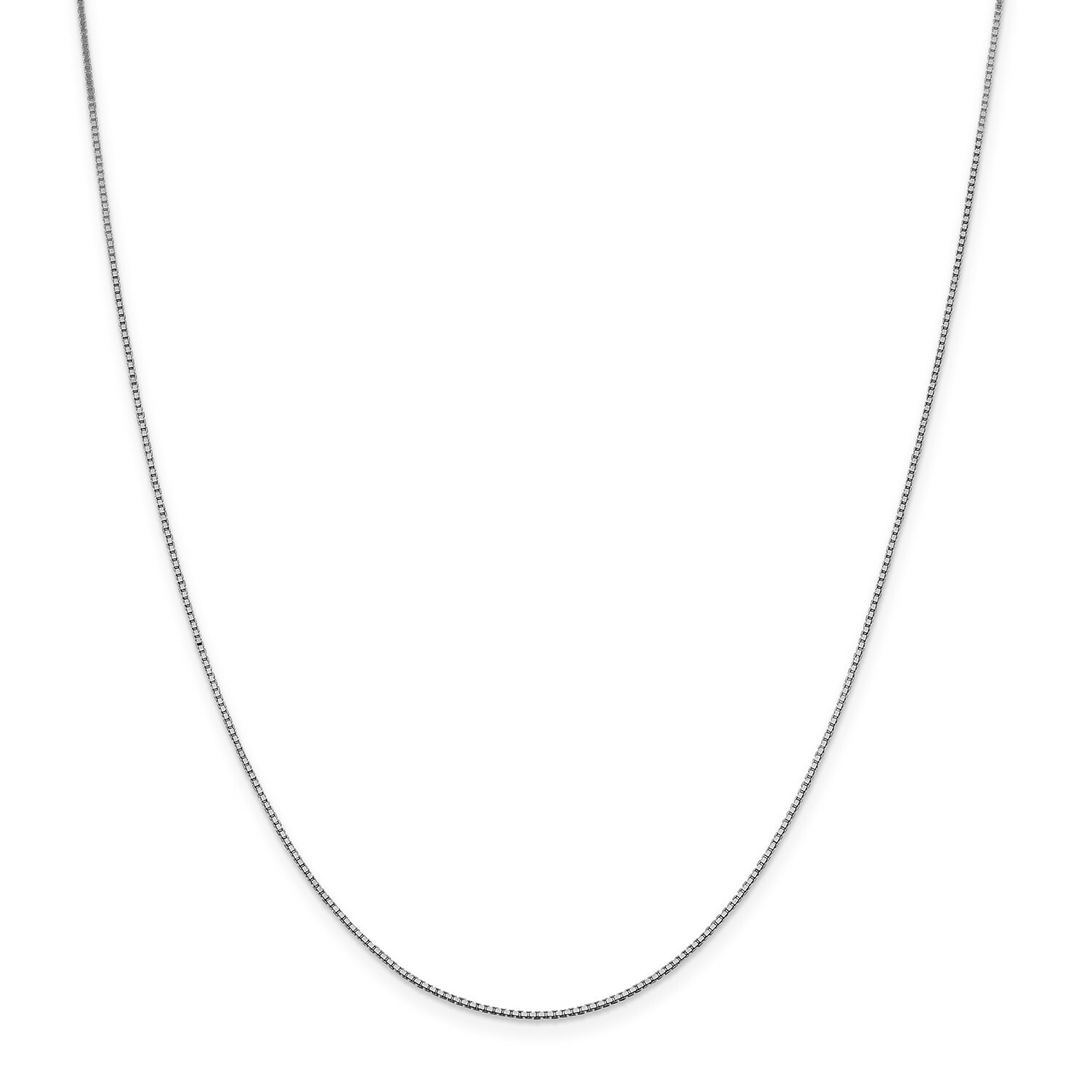 14k White Gold 0.95mm Solid Plain Box Link Chain w/ Lobster Clasp 16″ – 30″