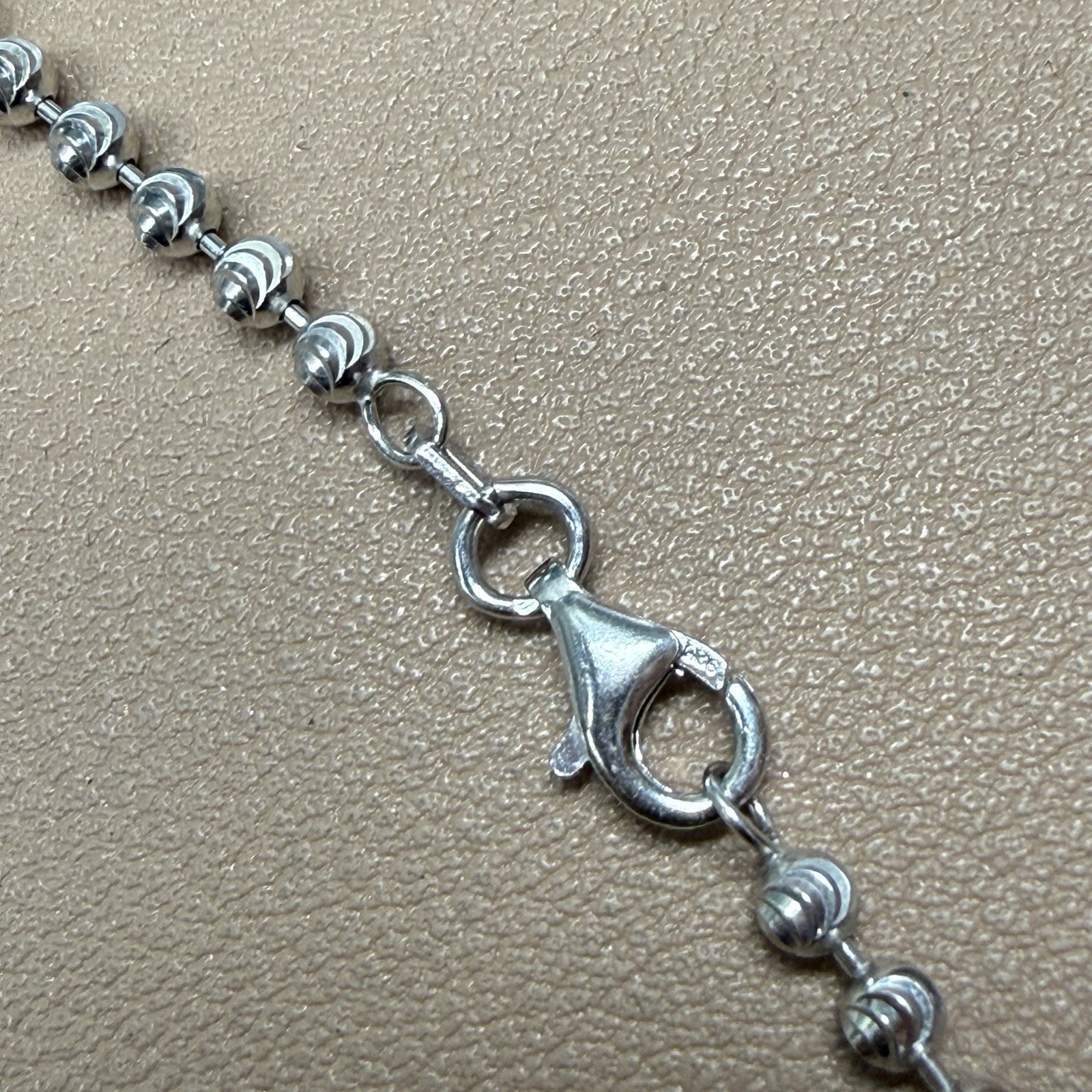 925 Sterling Silver Italy Moon Cut Bead Ball Chain Necklace 20.25” 2.8mm