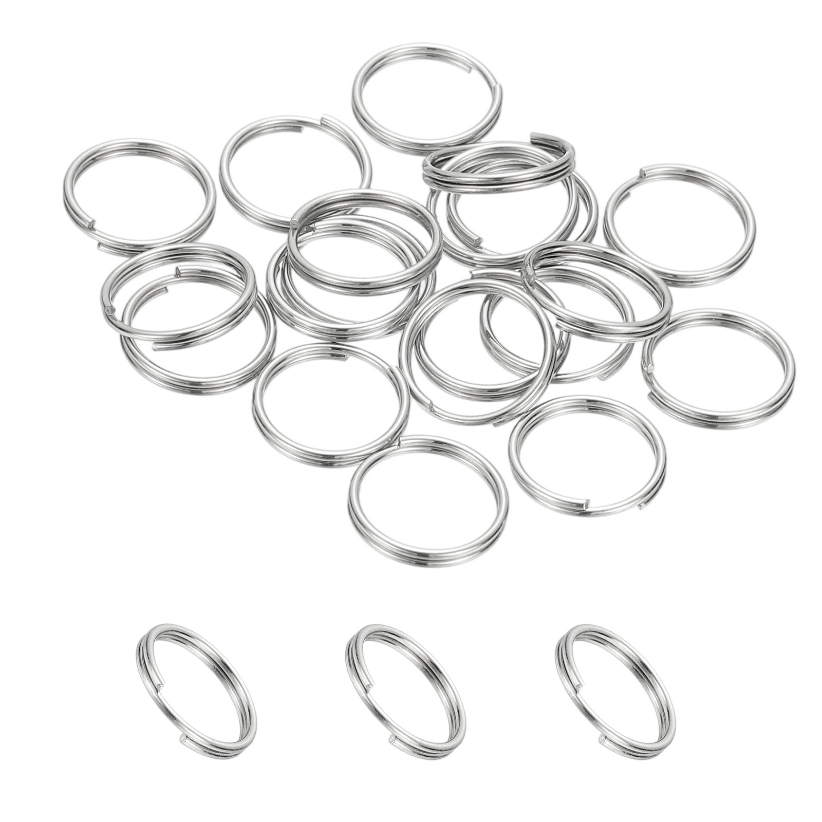 Round Split Ring, 20 Pcs 10 mm Small Split Ring with Double Loops, Silver