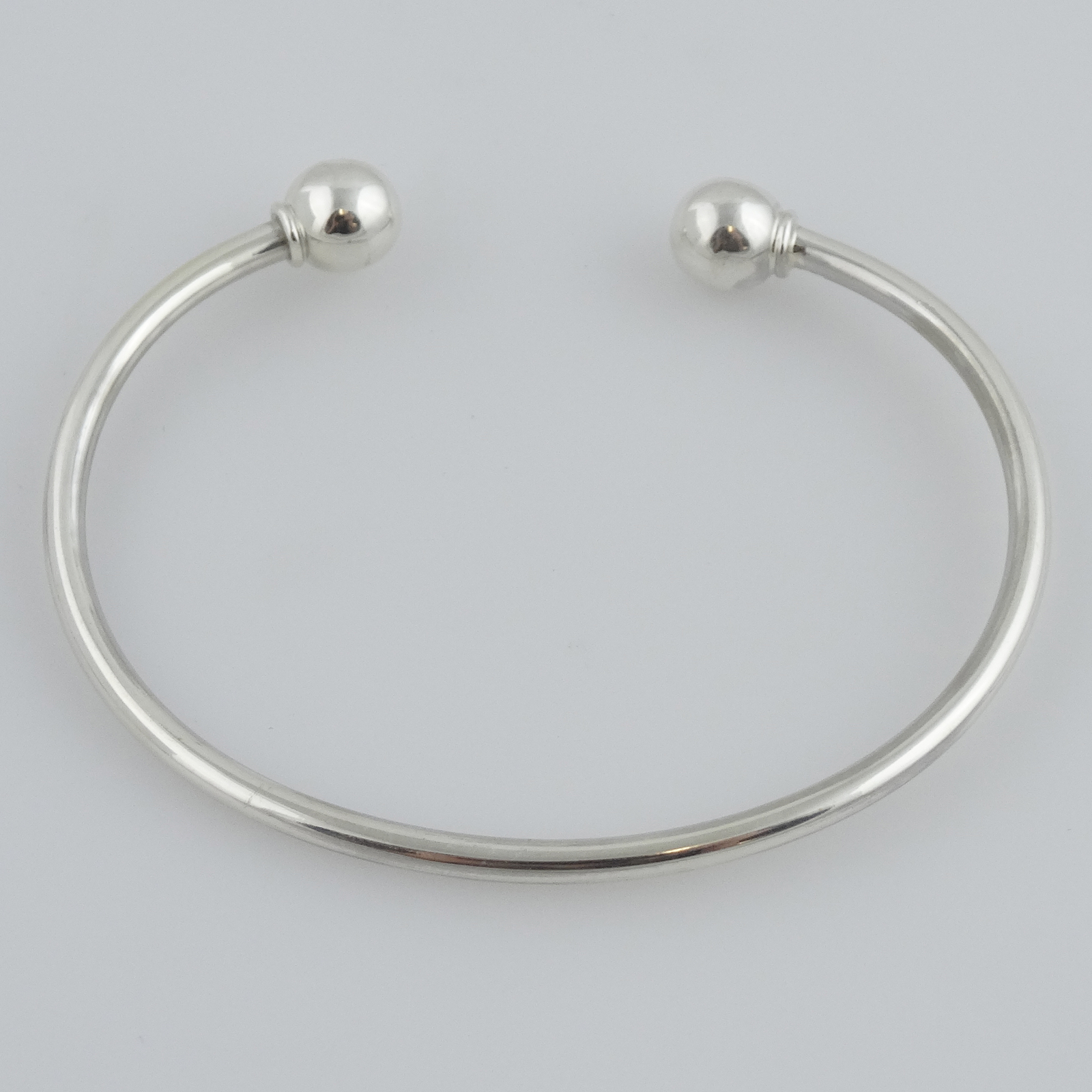 Sterling Silver 7″ Charm Cuff Bangle Bracelet, Removable Bead Add Charms Gift