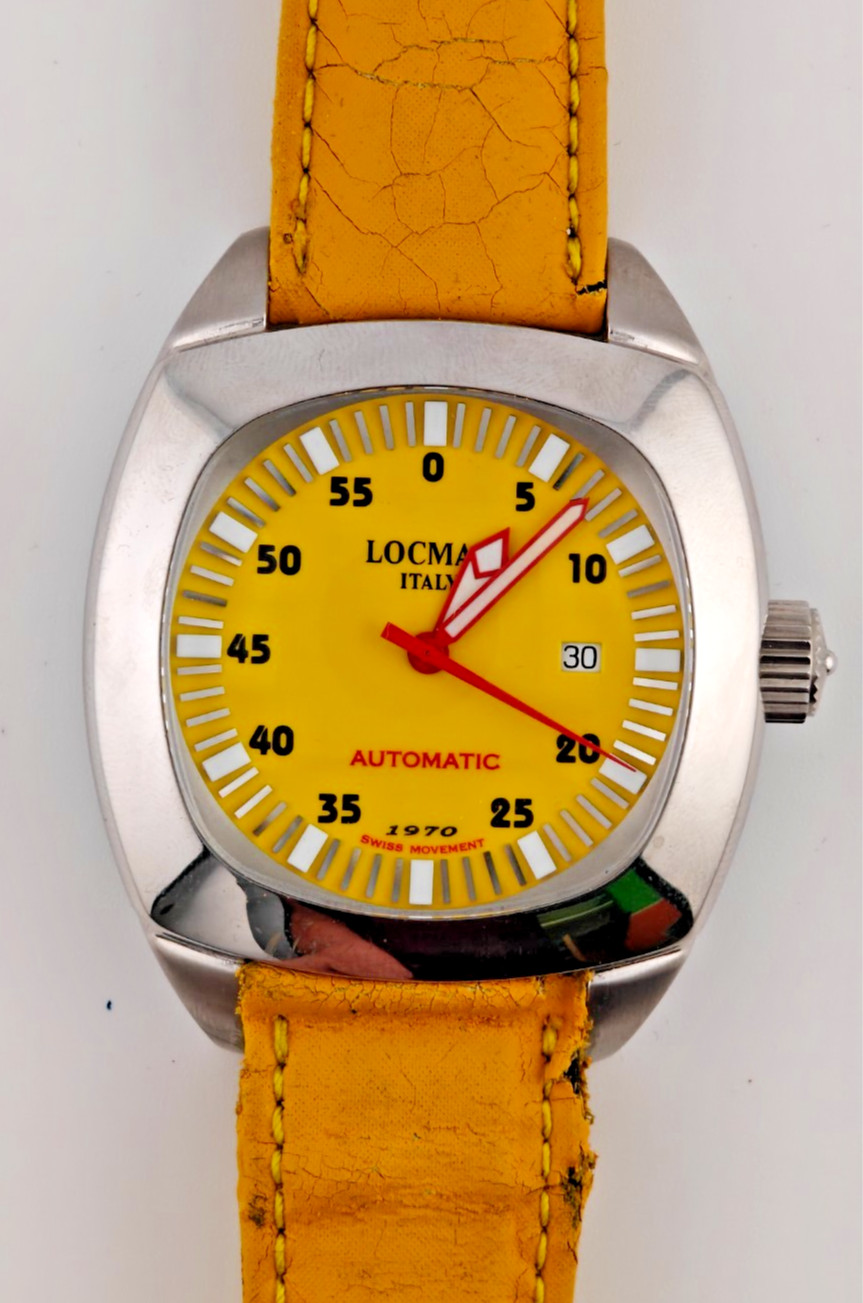 1970 Locman Automatic Swiss Movement – Condition NOS Yellow Label Racing