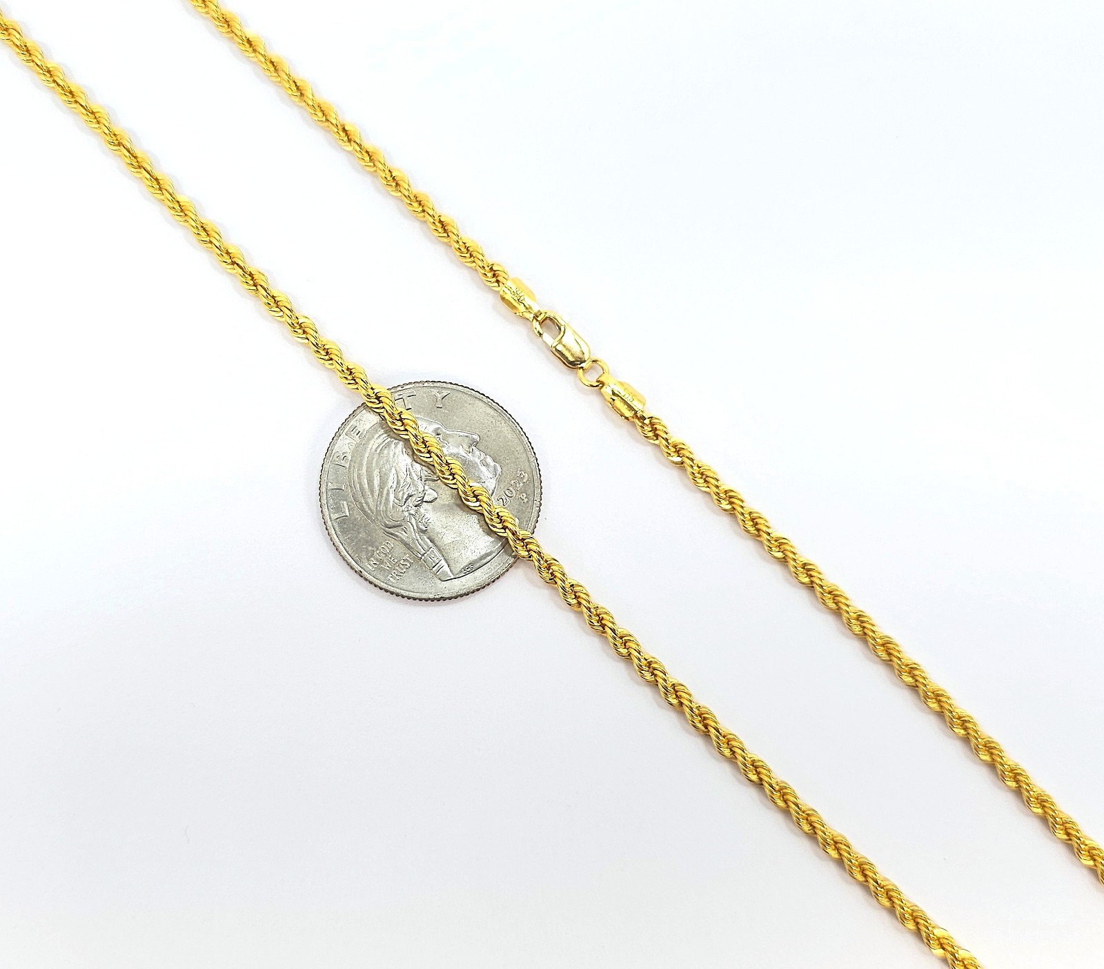 22K Gold Rope Chain Necklace 19.75 in 2.7 mm Hollow Genuine Hallmarked 916