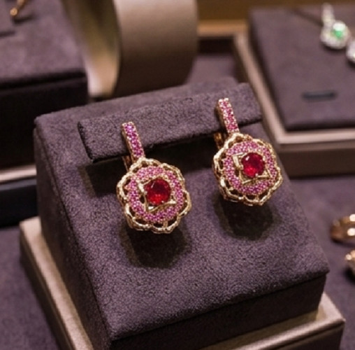2ct Round cut simulated Red Ruby/Sapphire Huggie Earrings 14k Rose Gold Plated