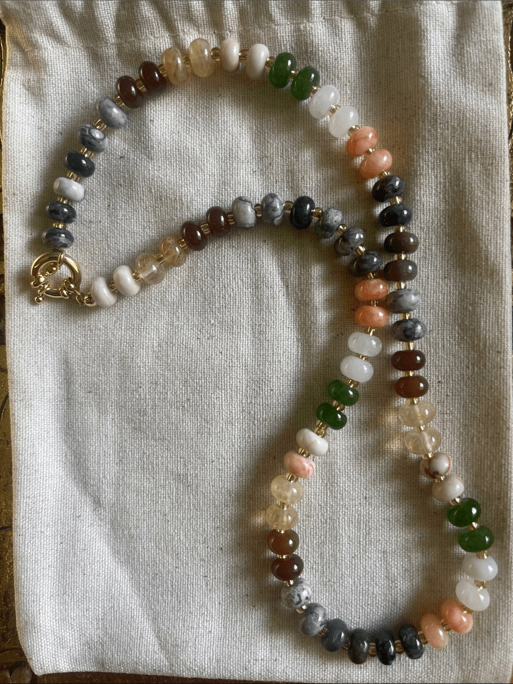 Multi-Color Beaded Women’s Necklace – Gold Clasp