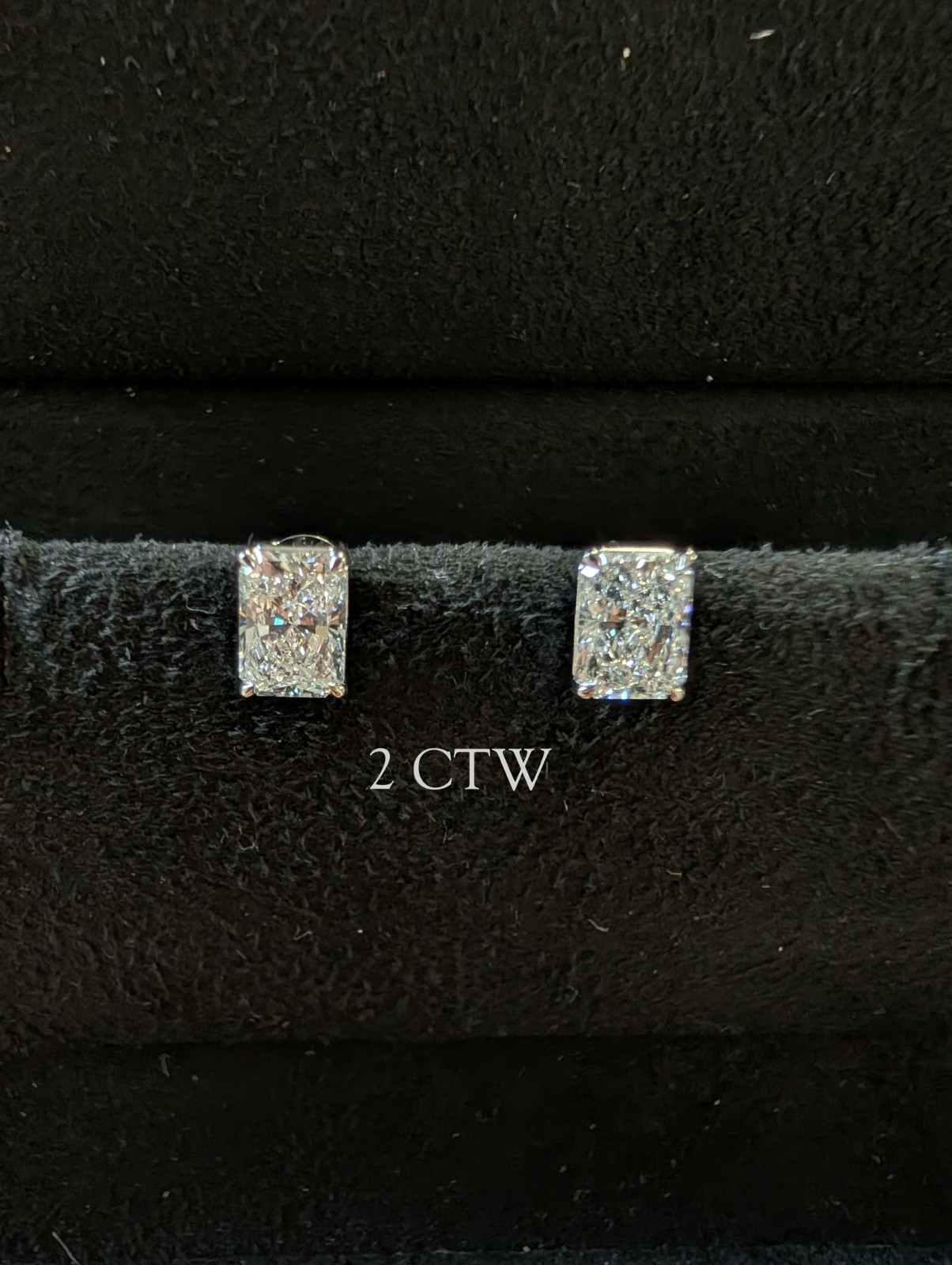 Radiant Lab Grown Diamond Stud Earrings – 1CT 2CT 4CT – Solid 14K Gold -Pushback