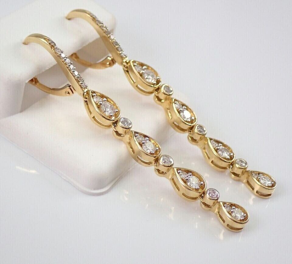 Simulated Diamond Round Cut Stunning Drop-Dangle Earring 14K Yellow Gold Plated
