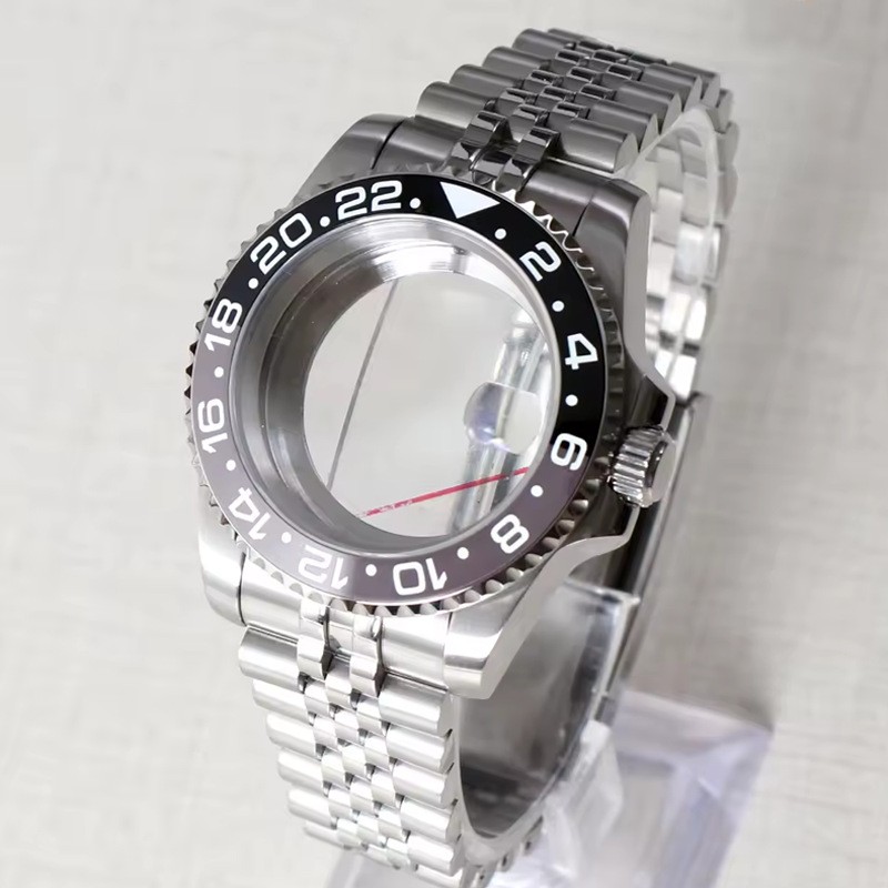 40MM Watch Case Ceramic Bezel 24H Black Mod Fit NH34 NH35A NH36 Sapphire Glass