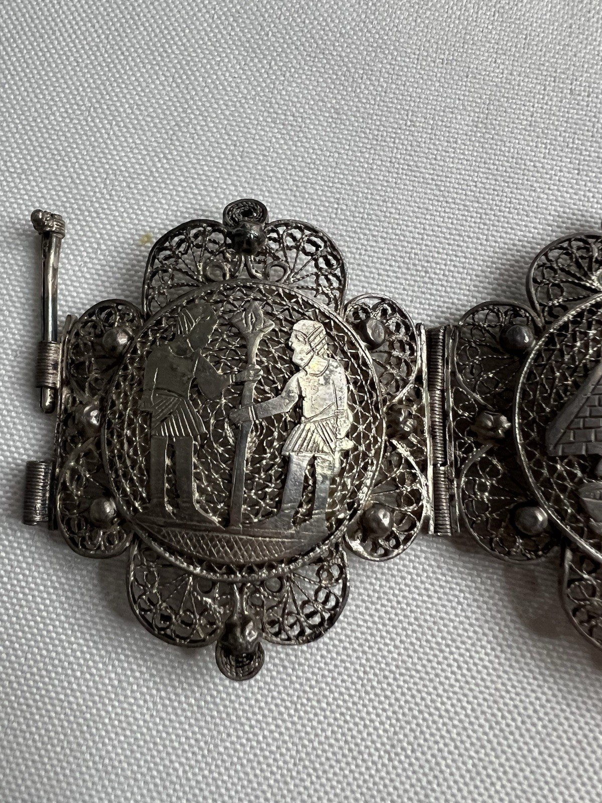 Vintage Egyptian Silver Souvenir Filigree Bracelets Lot Of 2 Made Egypt