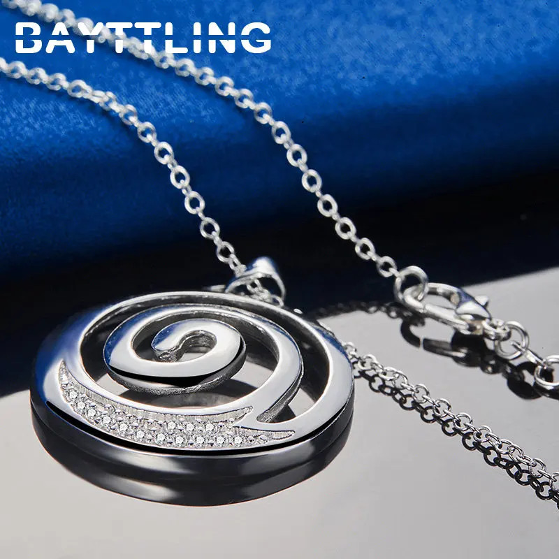 Fashion 925 Sterling Silver 16-30 Inches Hip Hop Spiral Round Zircon Necklace