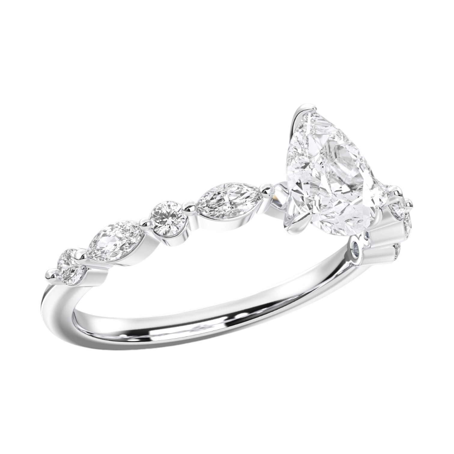 Ananta Jewels 1.35Ct Pear Cut Moissanite Engagement Ring in 925 Silver for Women