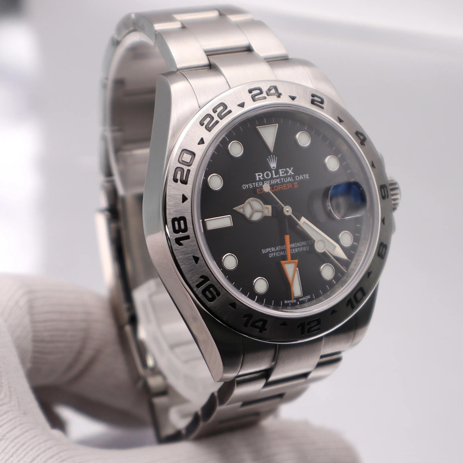 Rolex Explorer II Steel GMT Orange Hand Black Dial Automatic Watch 216570