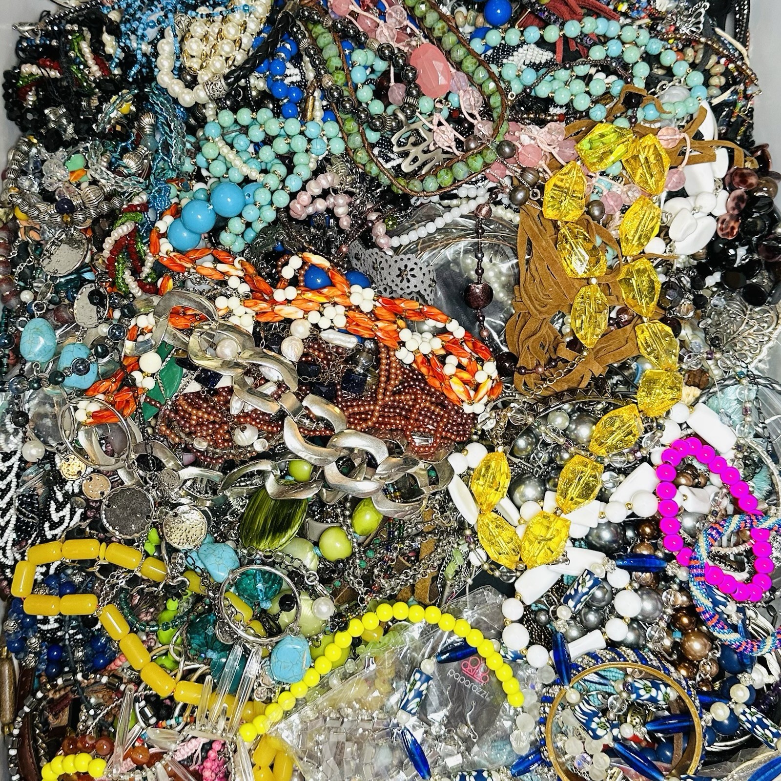 3+ Lbs Wear Vtg Now Mixed Media Mystery Jewelry Lot Grab Bag Surprise Necklaces