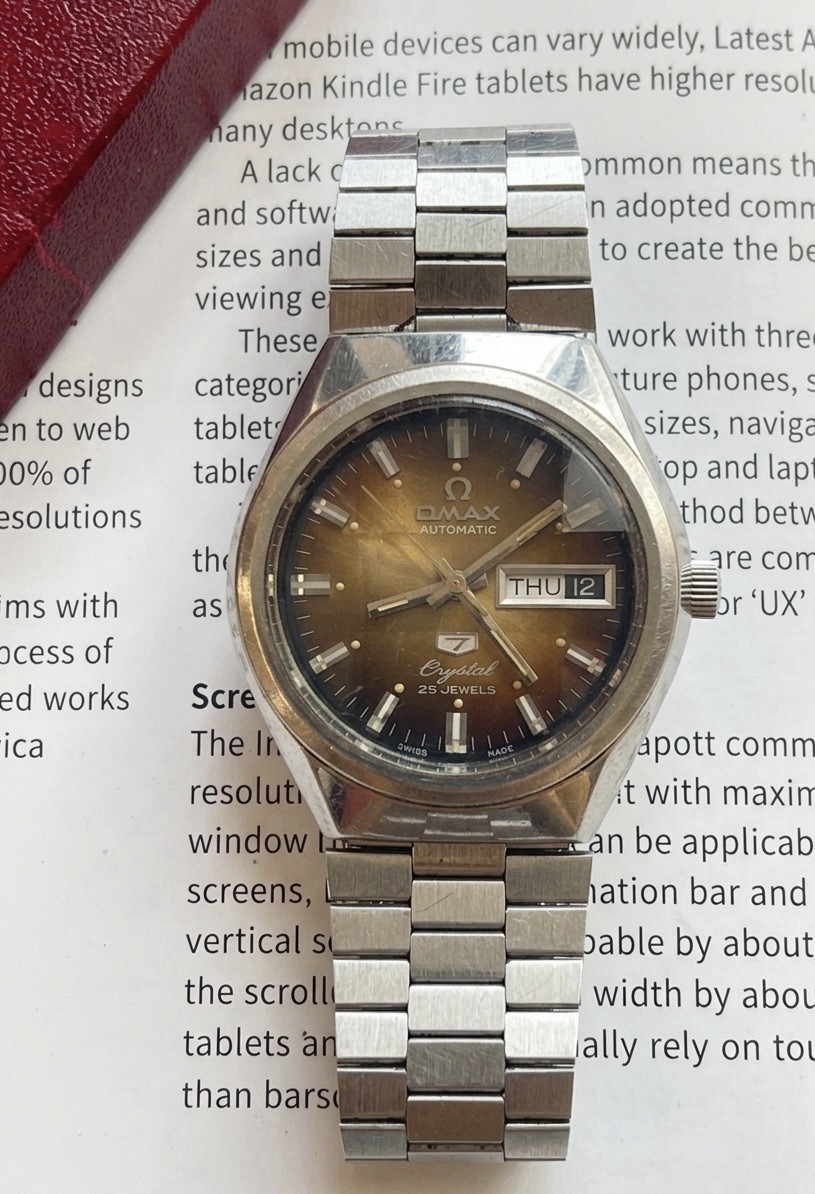 Omax Automatic Day/Date 25 Jewels Brown Dial