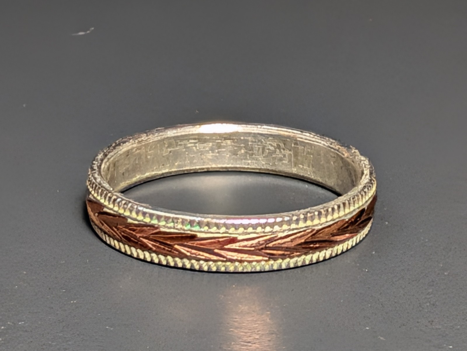 Vintage Wheeler Manufacturing Copper Band Ring Etched 3.5 mm Size 9