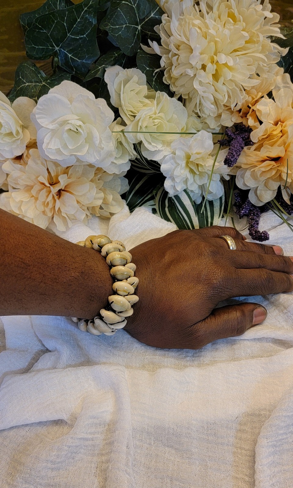 Double-Row Cowrie Shell Bracelet