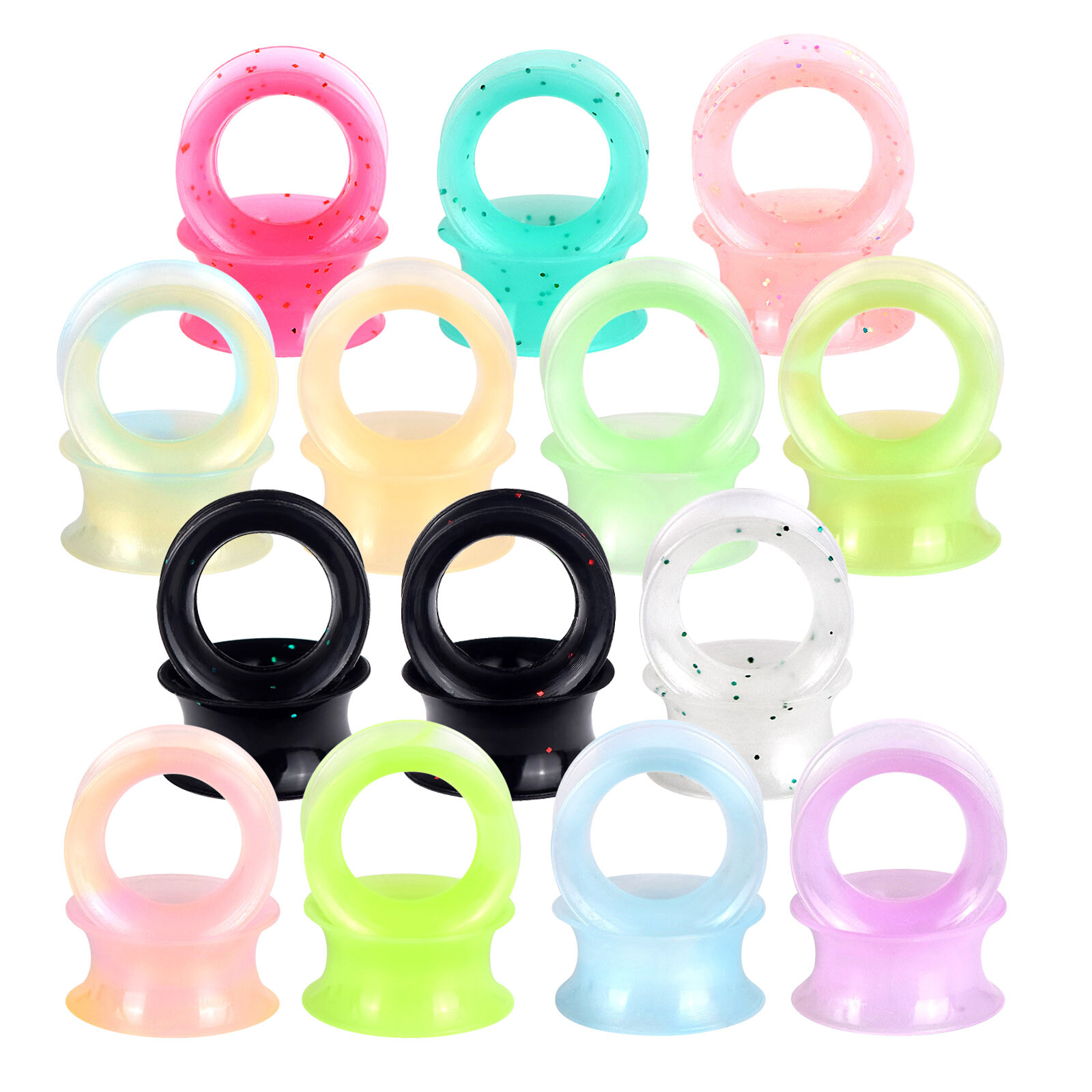 2PCS Thin Skins TUNNELS Silicone Plugs Flesh Ear Gauges Expander Body Piercing