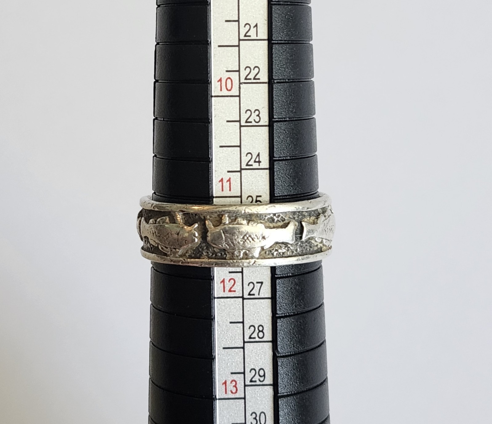 Peter Stone PSCL Sterling Silver 925 Band Ring Fish Bass Trout