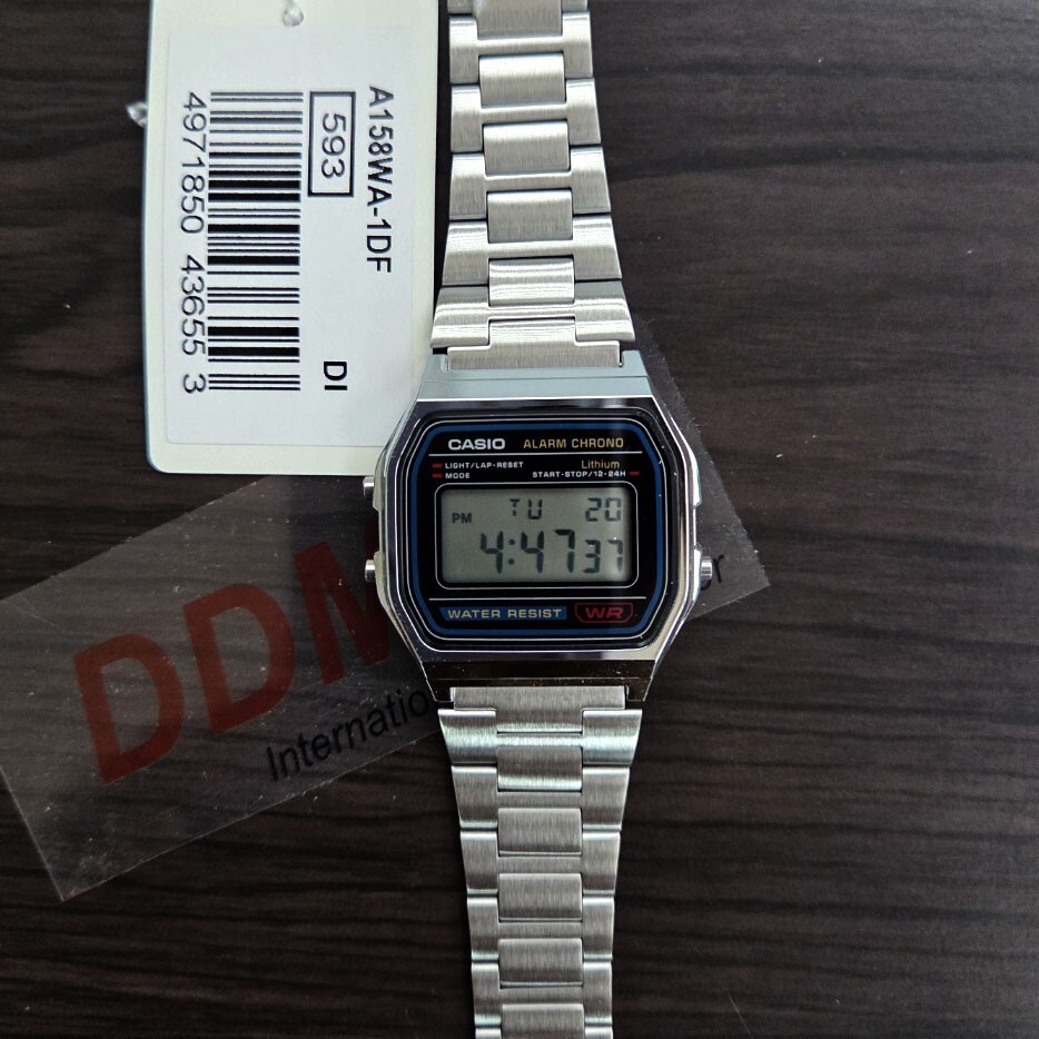 CASIO sports digital watch Unisex SILVER Original New A-158WA-1DF