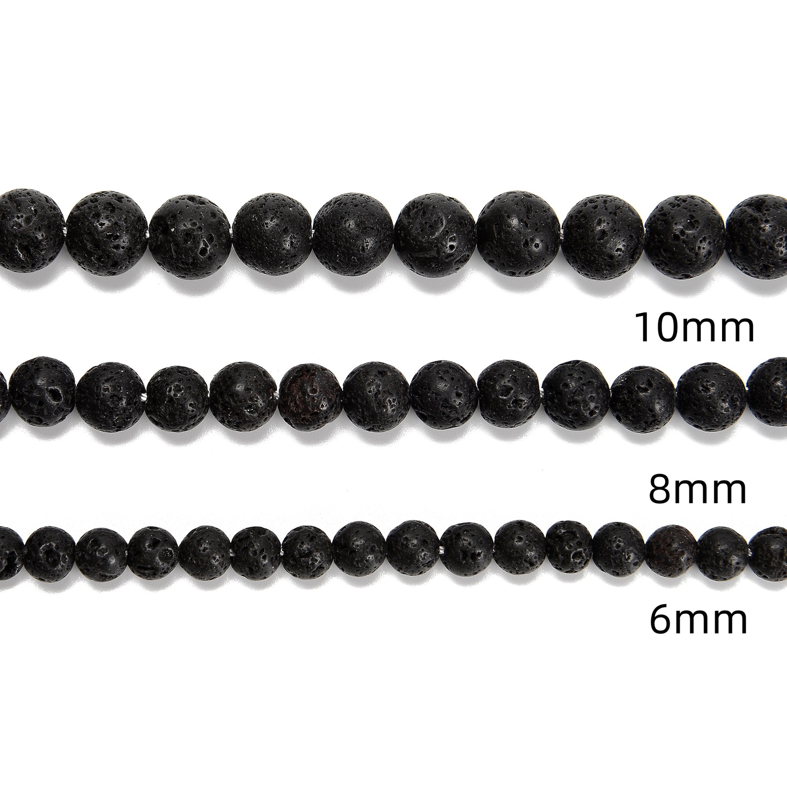 Natural Black Lava Rock Stone Round Beads 4mm 6mm 8mm 10mm 12mm 15.5″ Strand