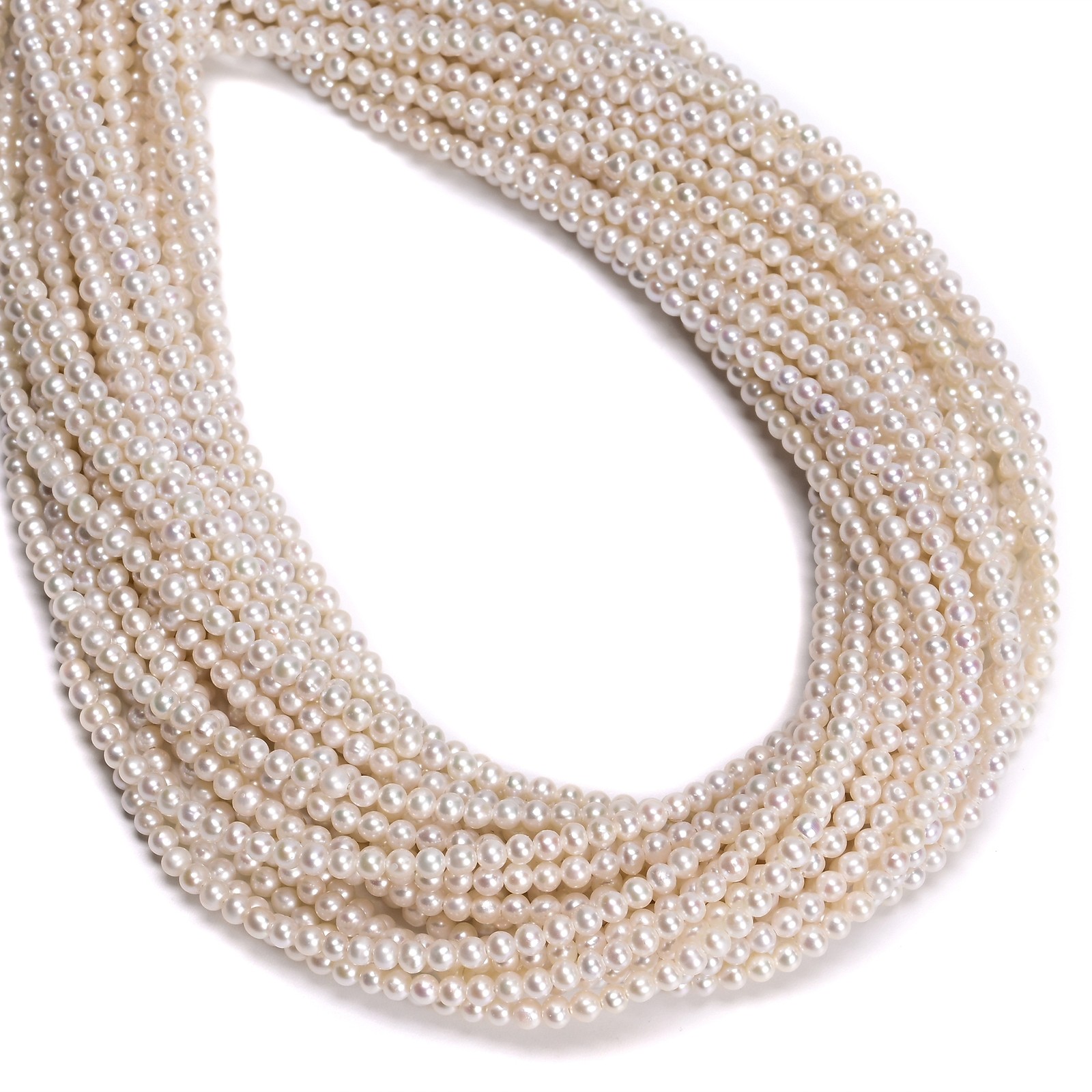 Natural White Fresh Water Pearl Round Beads Size 3-3.5mm 15.5” Strand