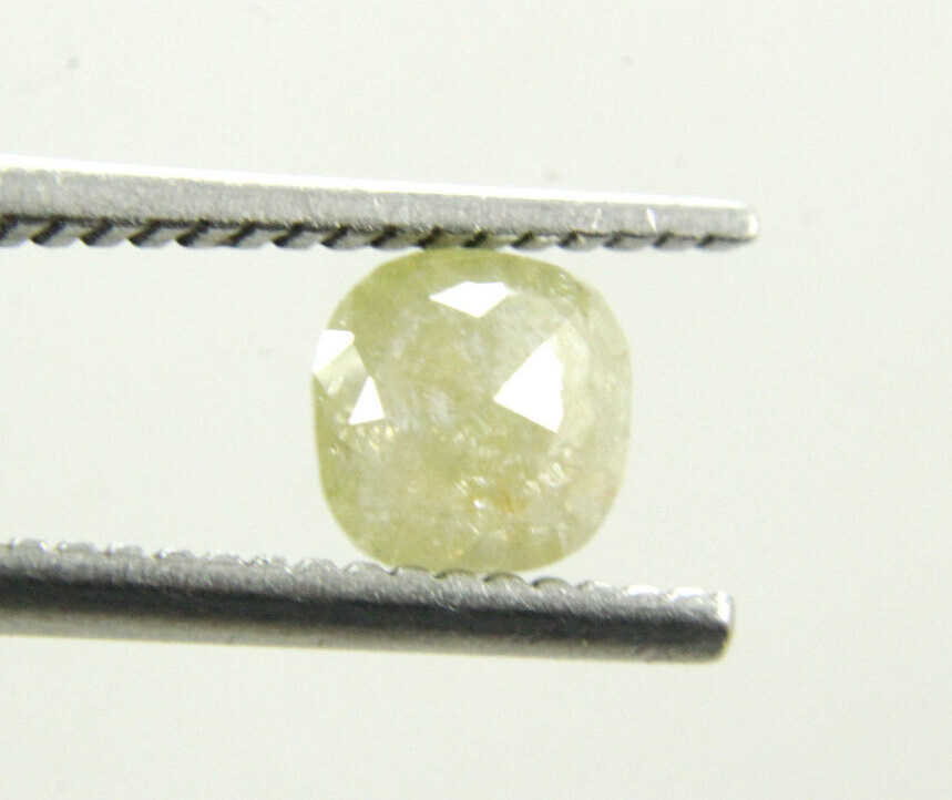 0.61cts Cushion Shape Very Light Yellow Rose Cut Diamond 5.43×5.33×2.37 MM