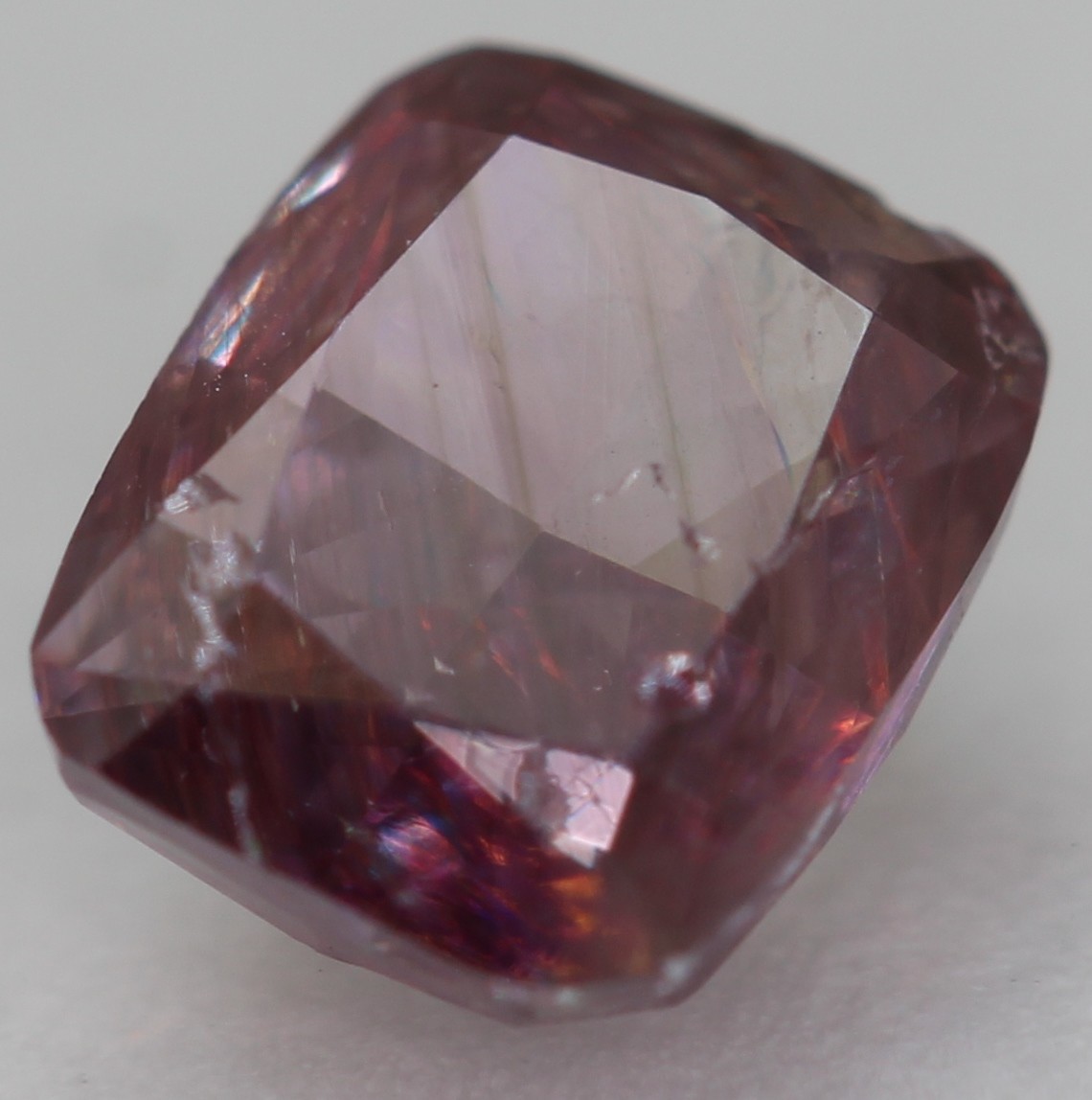 Cert 0.57 Carat Intese Purple SI2 Cushion Natural Enhanced Diamond 5.18×4.25mm