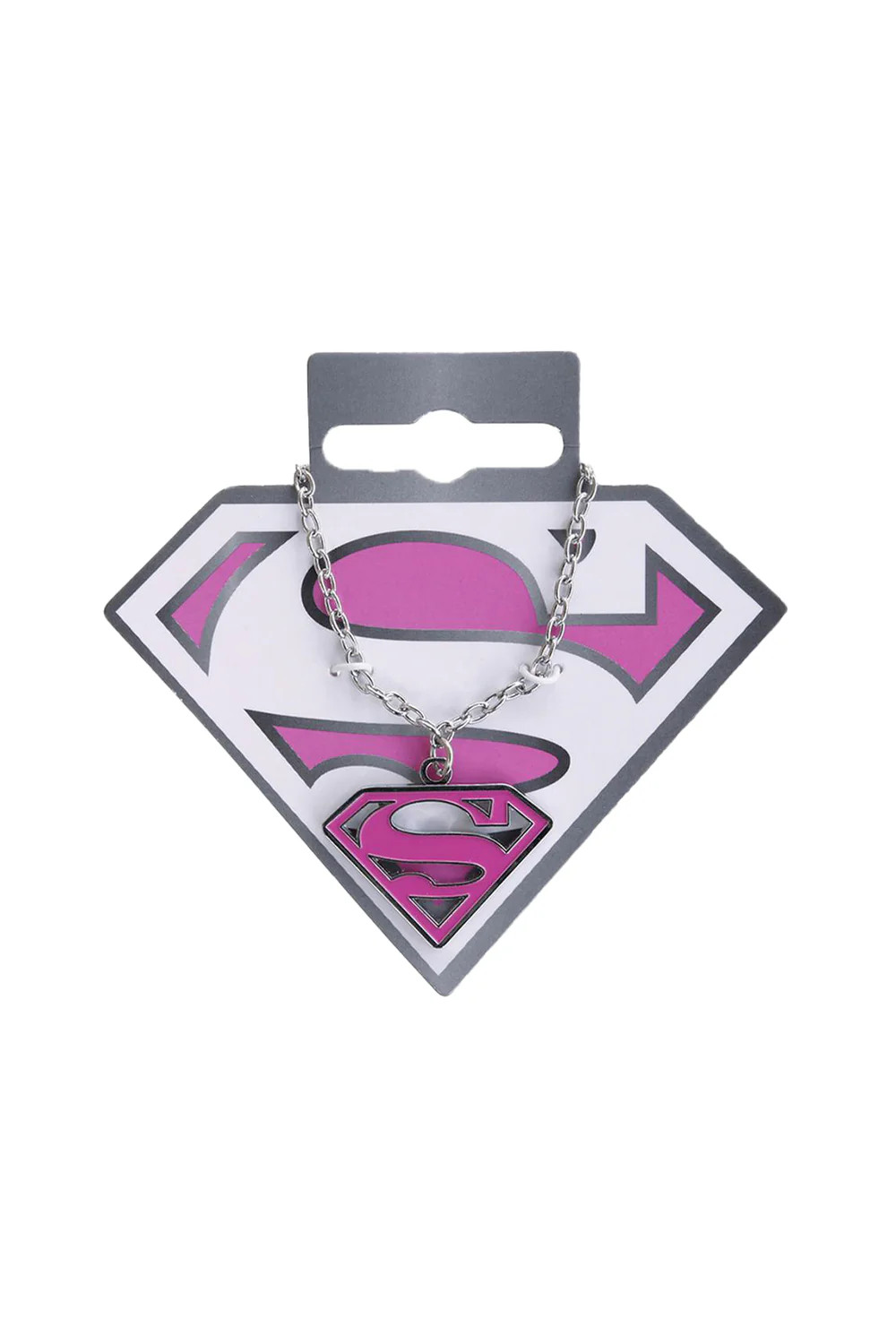 DC Super girl Pink Pendant & Chain-Adjustable Stainless Chain-Safe Jewelry