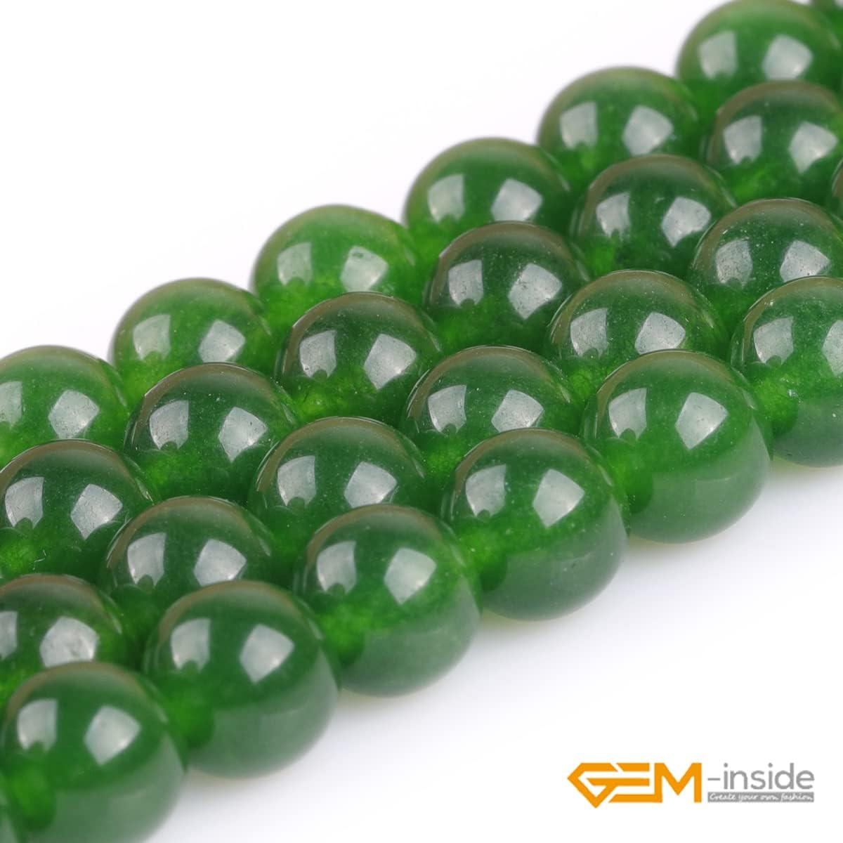 Gem-Inside Natural 8Mm Green Taiwan Jade Gemstone Loose Beads round Crystal Ener