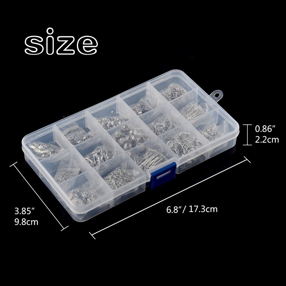 Kuuqa Jewelry Making Kit Findings Small, silver, gold, black, clear