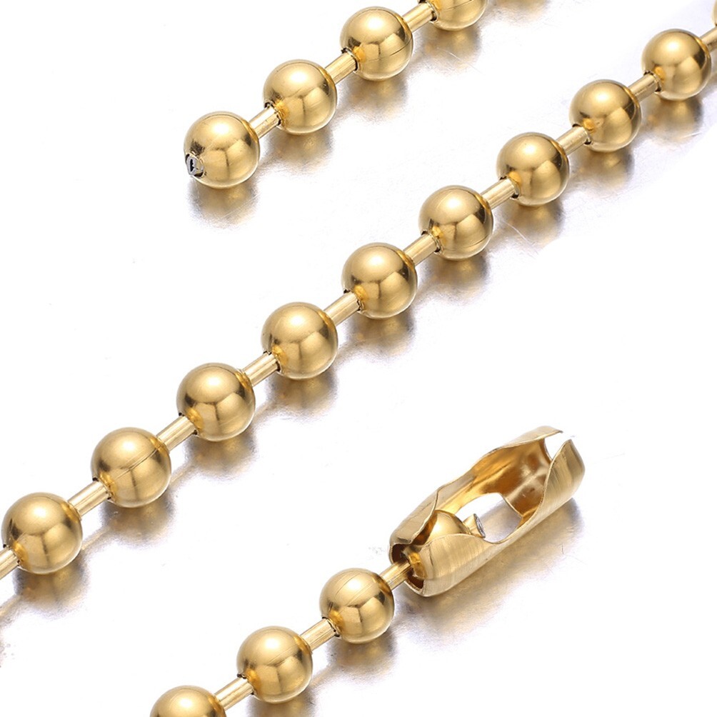 6/8/10/12mm Gold Tone Stainless Steel Ball Beads Chain Necklace 16inch-40inch