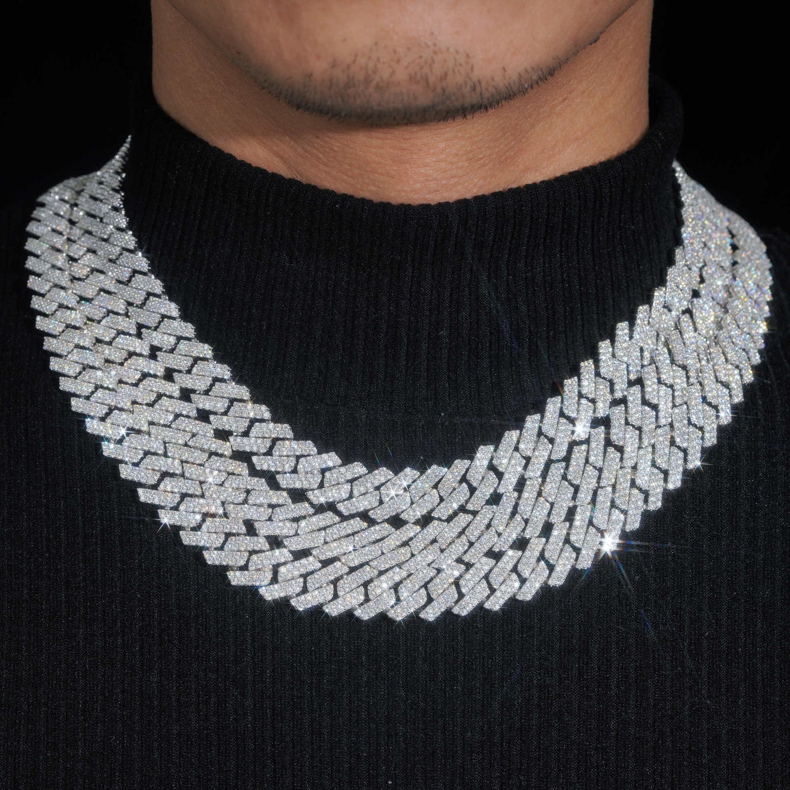 13mm Heavy Solid 925 Silver D VVS1 Moissanite Miami Cuban Link Chain Necklace