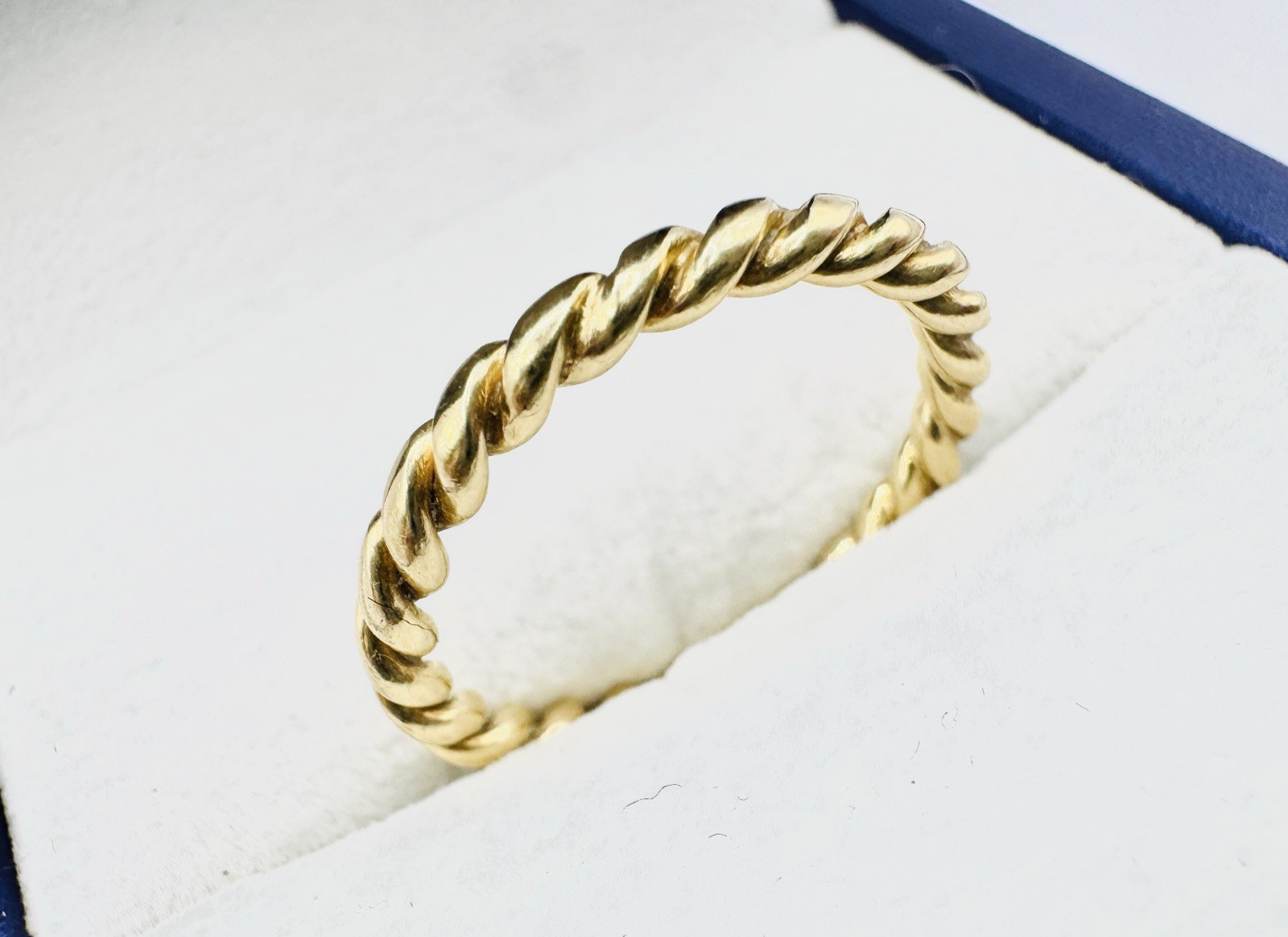 Authentic Pandora 14K Yellow Gold Twisted Rope Band Ring 585 ALE Size 7.5, 2.8g