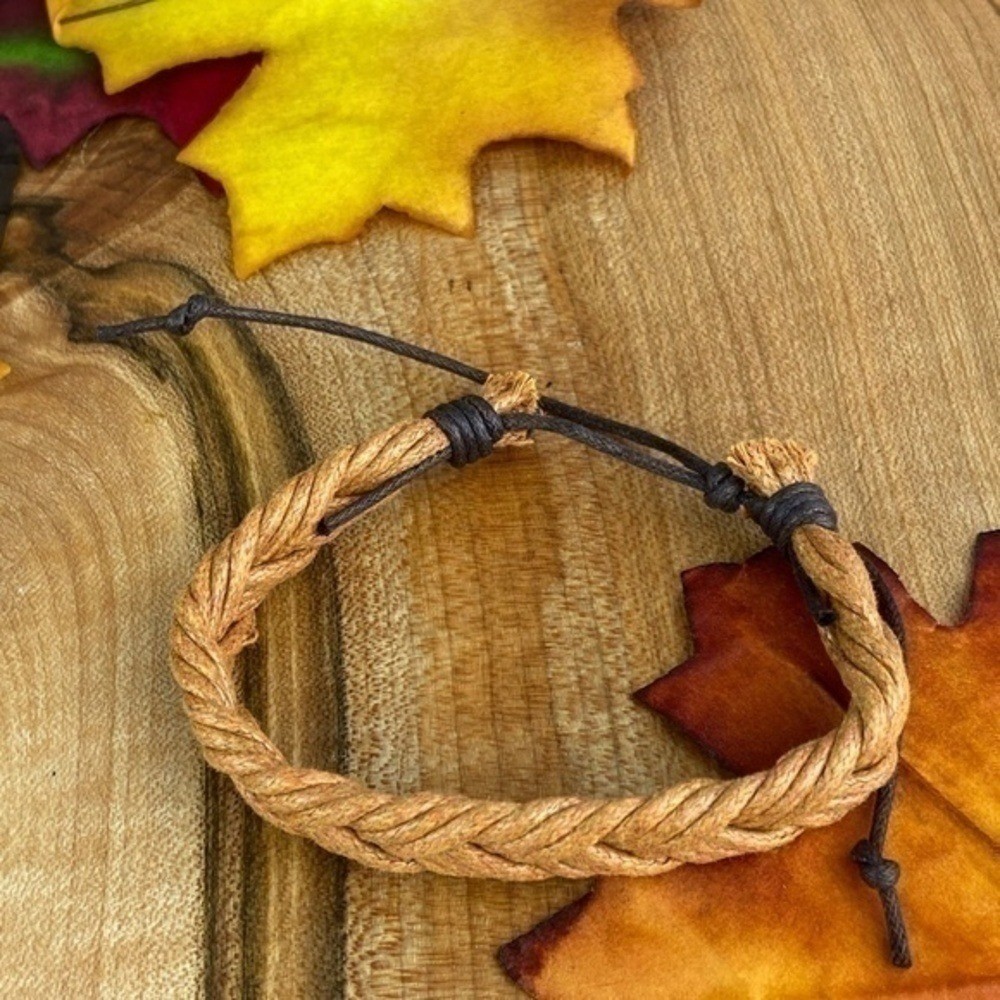 Mens Bracelets Bundle 4 Piece Adjustable Size Faux Leather and Hemp Bracelets