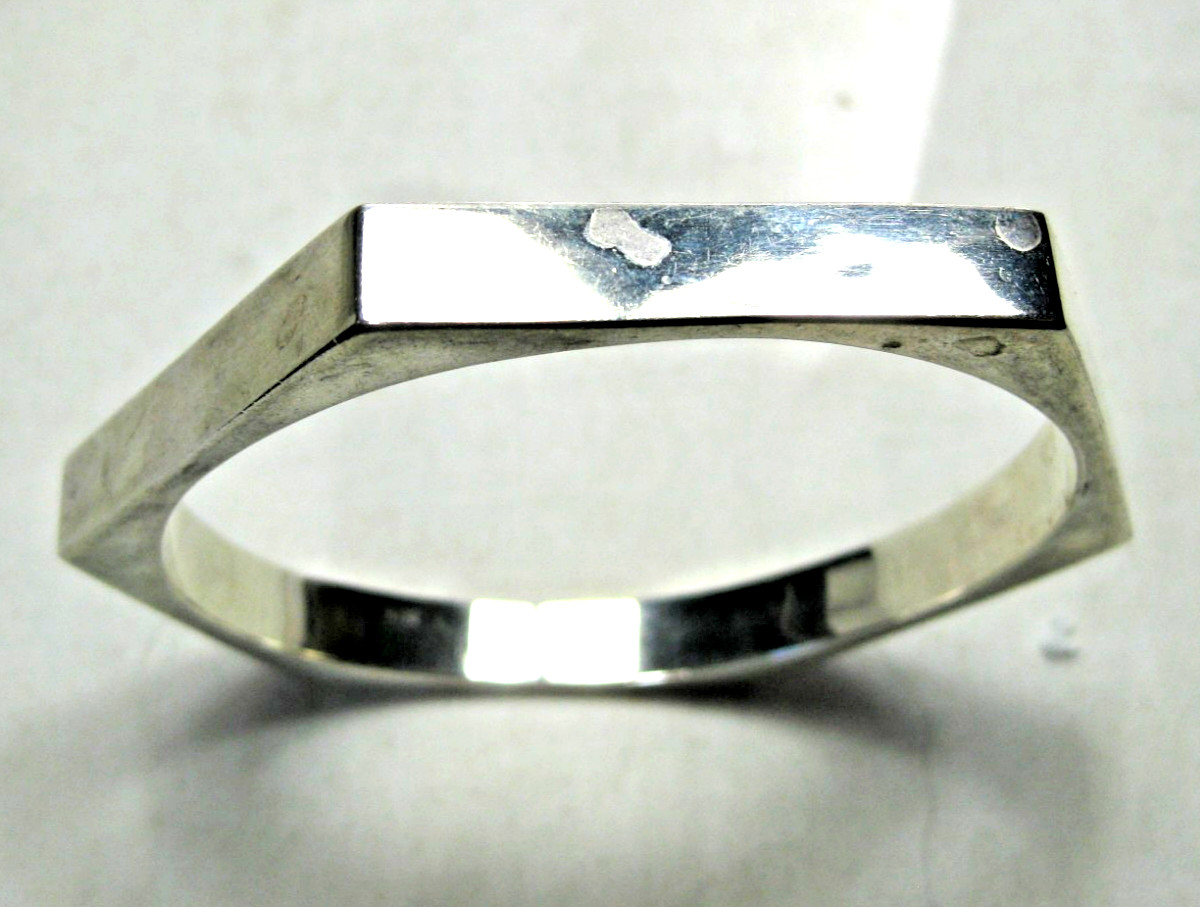 Sterling Silver 925 Bracelet Hollow Hexagon 15.8 Grams 2 5/8″ x 2 3/8″