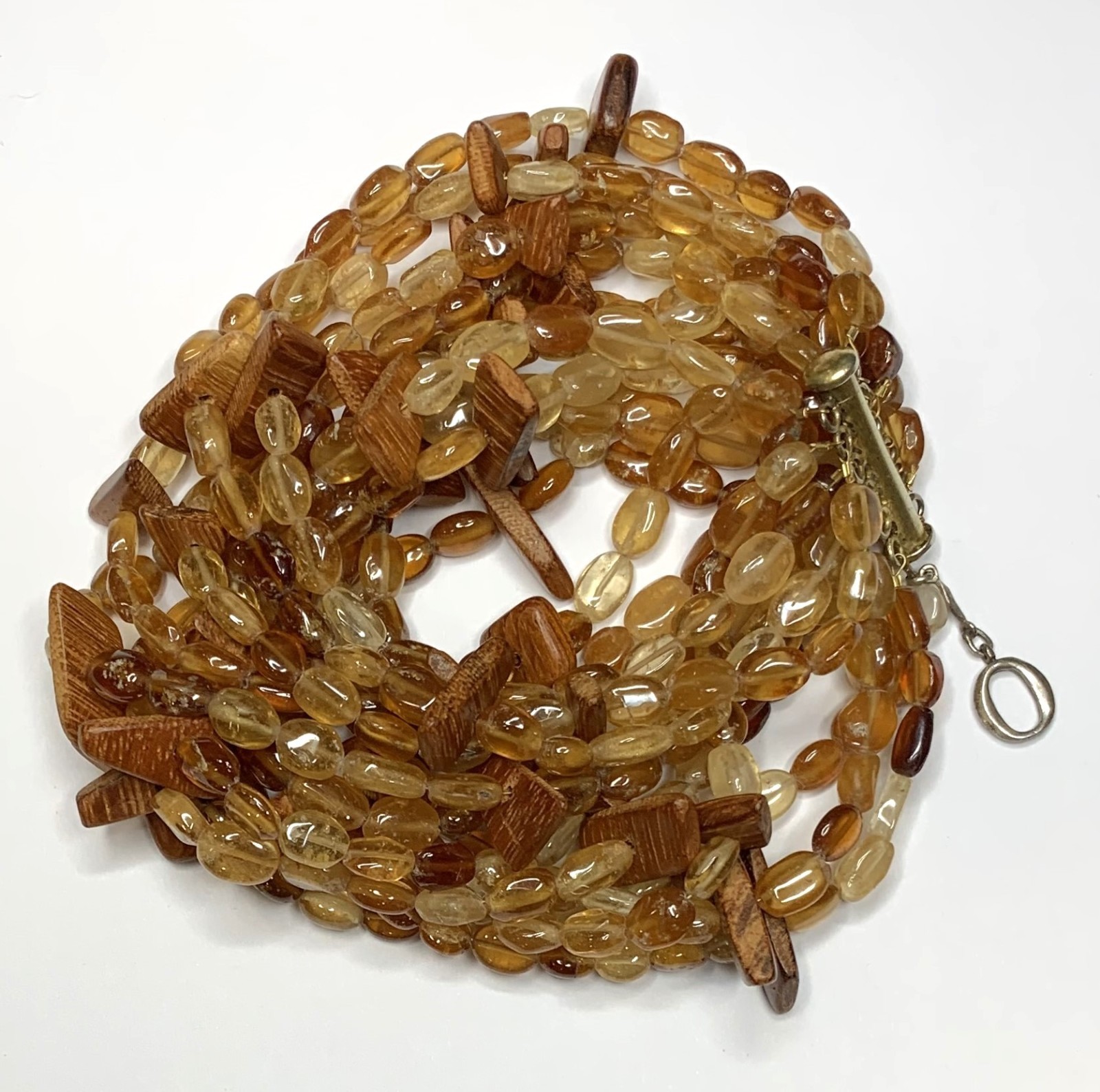Hessonite Garnet and Wood Project O Bracelet from Oprah 8”