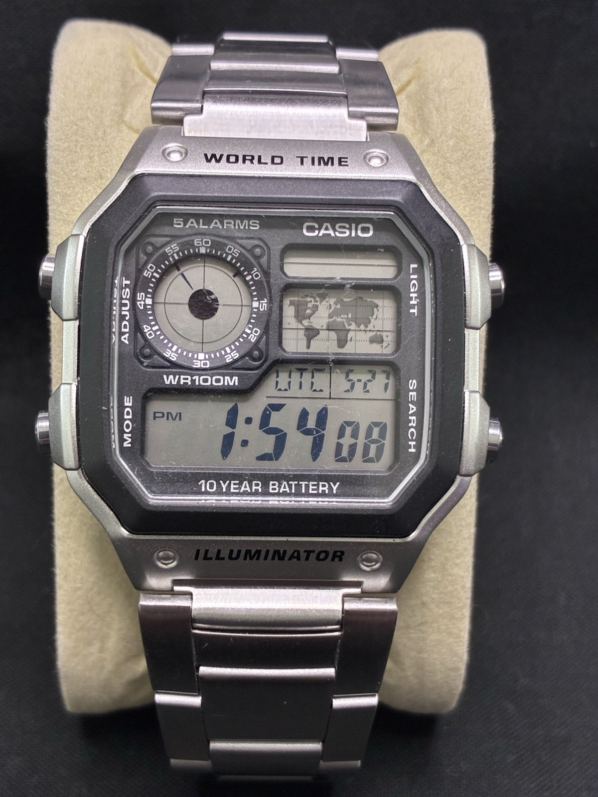 Casio AE1200WHD-1A “Casio Royale” World Time Digital Stainless Steel Watch