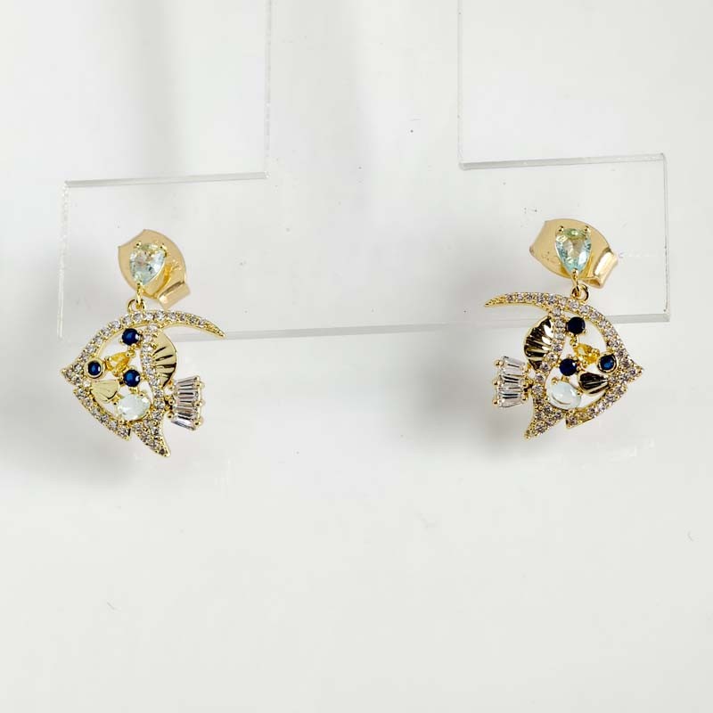 New 25mm Jcrew CZ Fish Drop Earrings Lovely Women Party Vacation Jewelry Gift