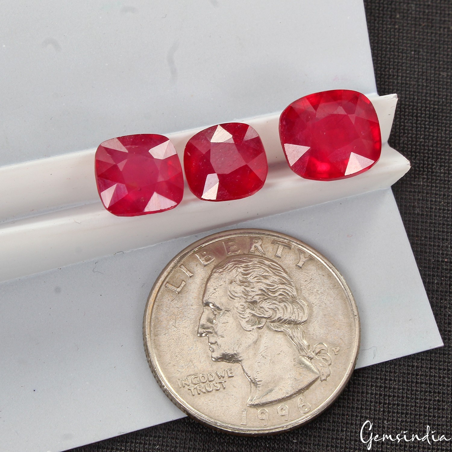 3 Pcs Red Ruby Mozambique Cushion Cut Certified Natural Gemstones~ 14.60 Ct Excl