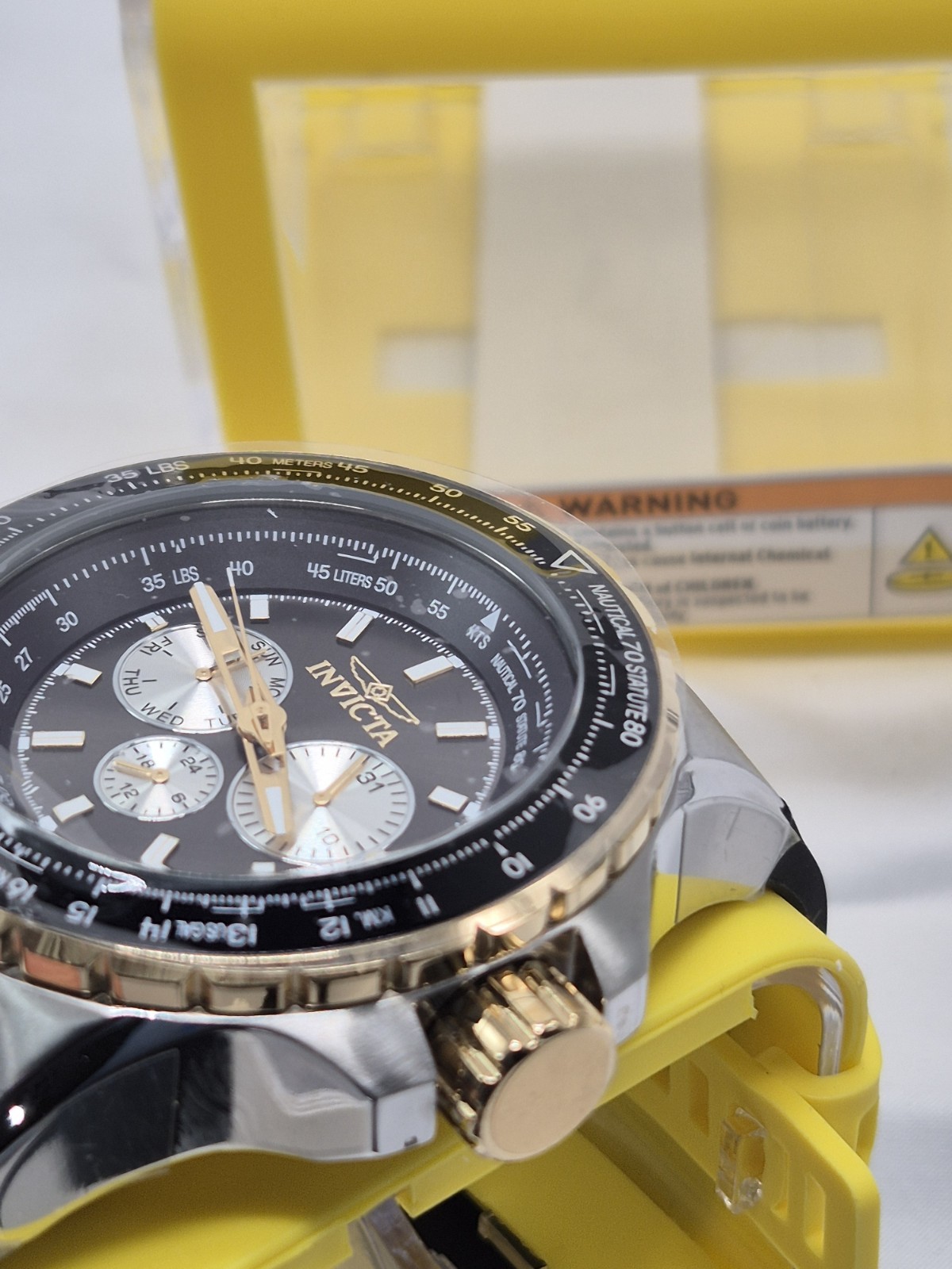 Invicta Nautical Men’s Quartz Chronograph Date 52mm Black Dial Rubber Strap