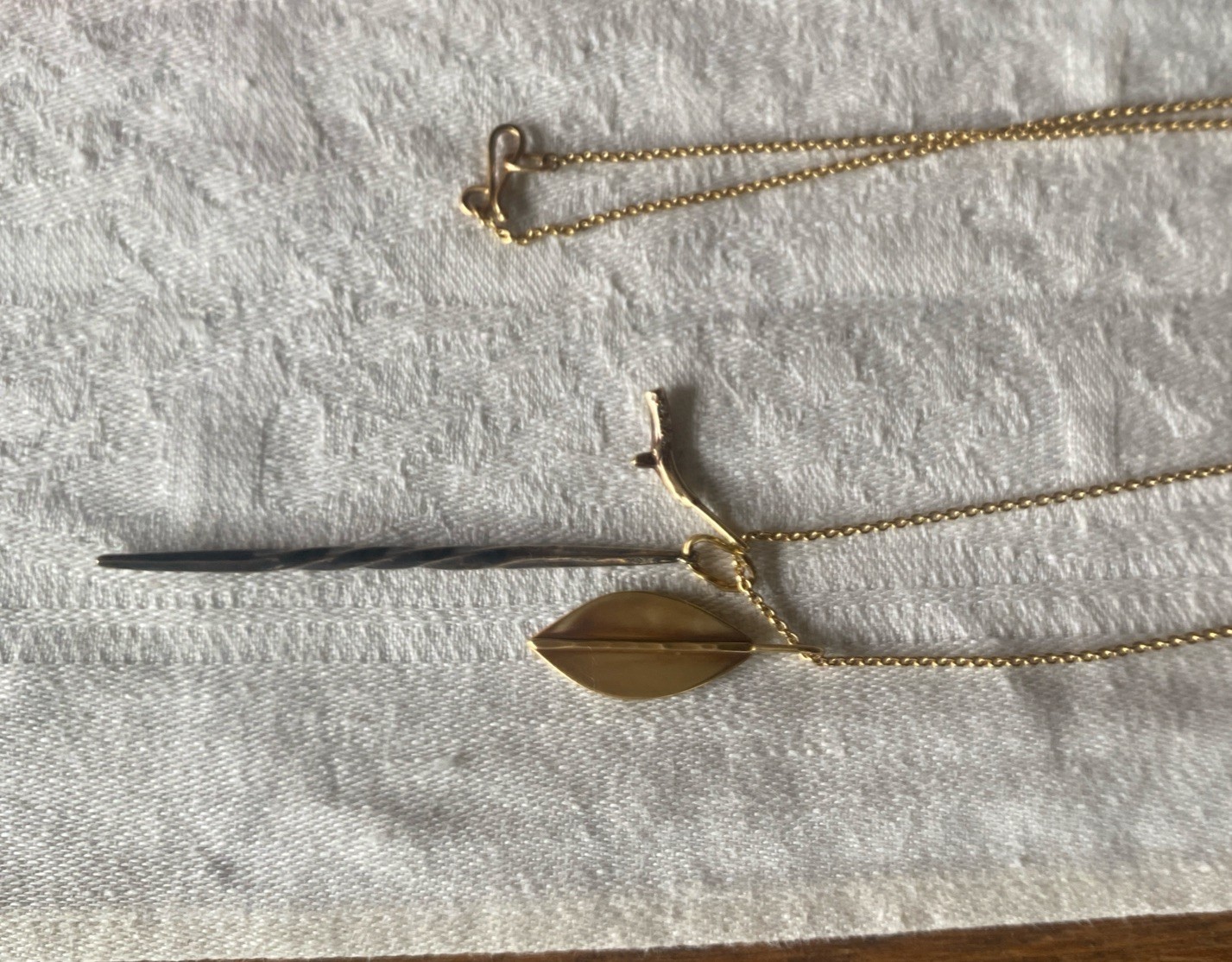 Sarah McGuire Studio Gold Long Necklace with Three Mixed Metal Pendants