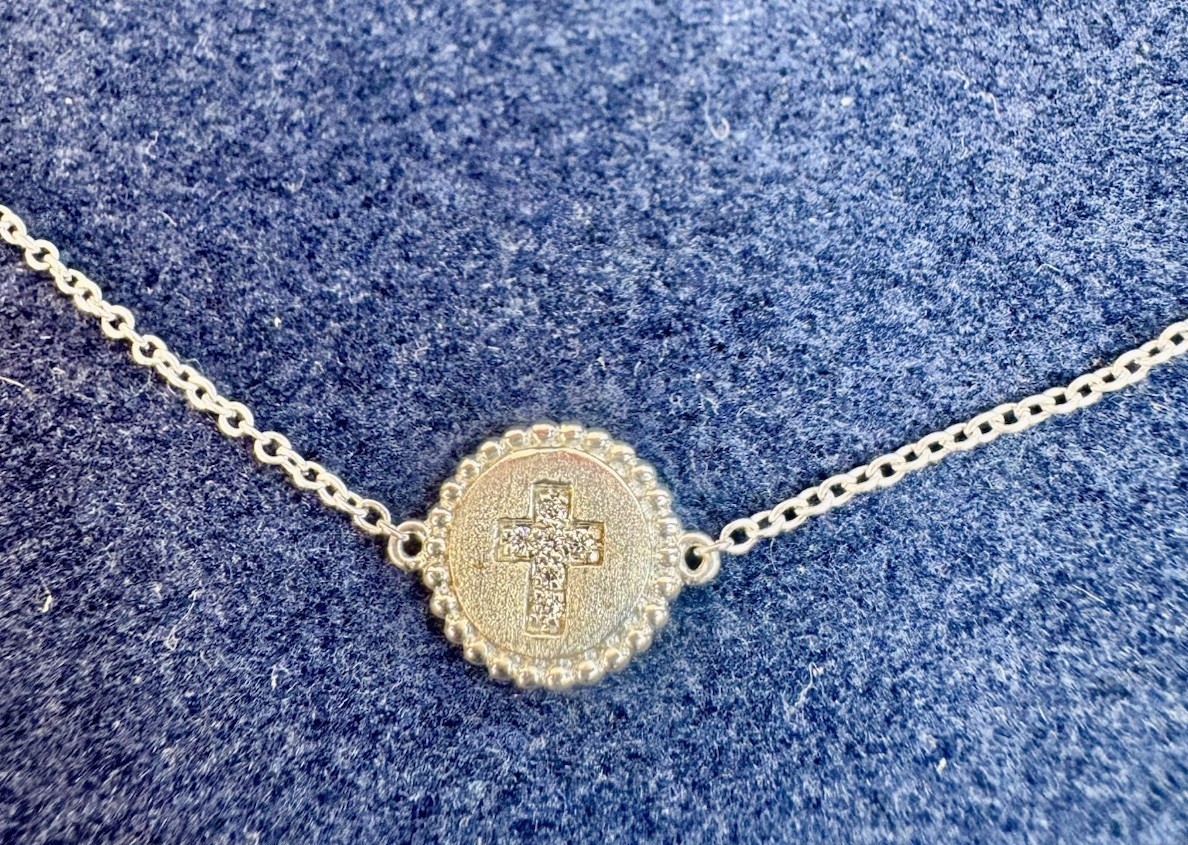 NEW Gabriel & Co Cross Bracelet 925 Sterling Silver Diamond .03ct Bujukan NIB NY
