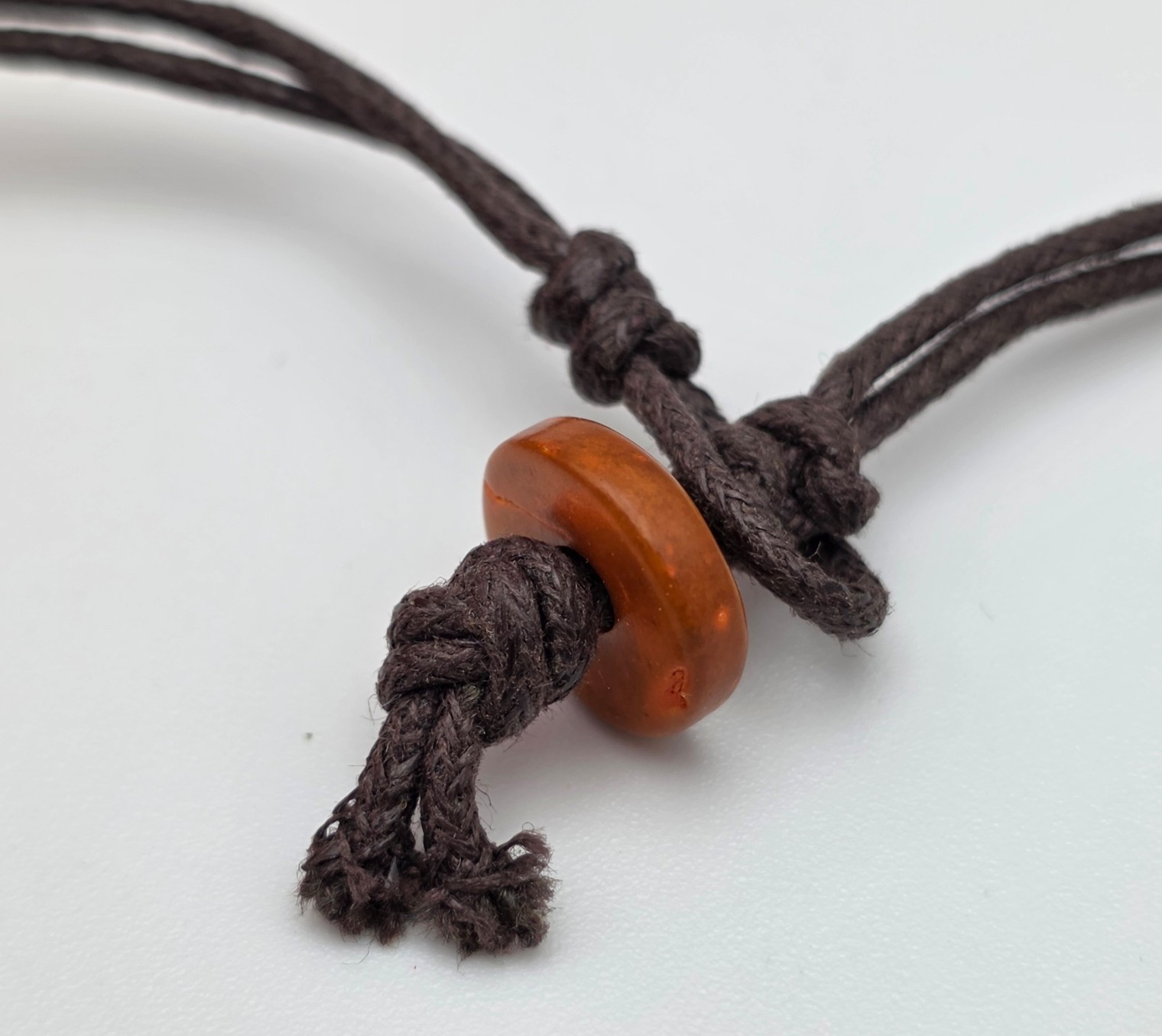 Burnt Sienna Tagua Nut Ring Statement Necklace Brown Cord 30 Inch Boho
