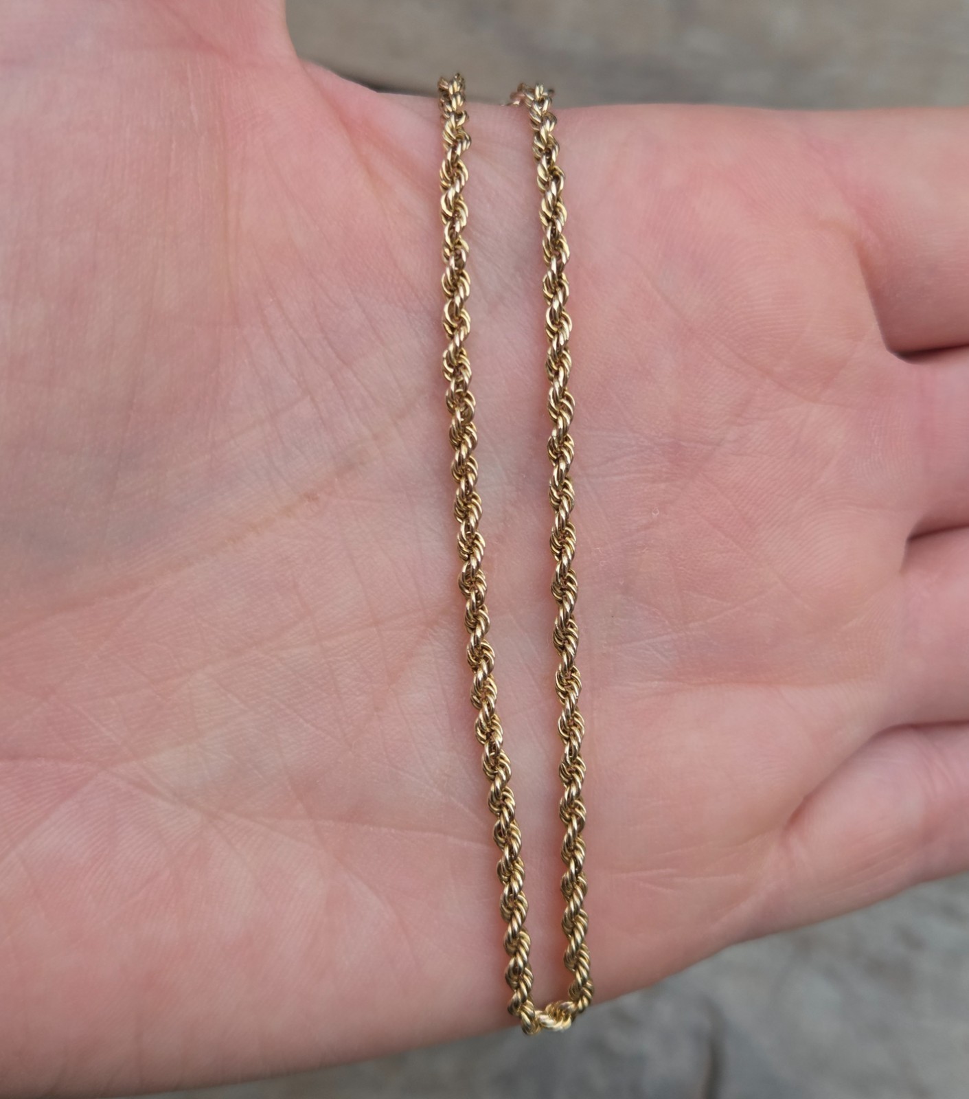Vintage 1983 Hallmarked Solid 9ct 9k Gold Rope Chain Bracelet 7.5”