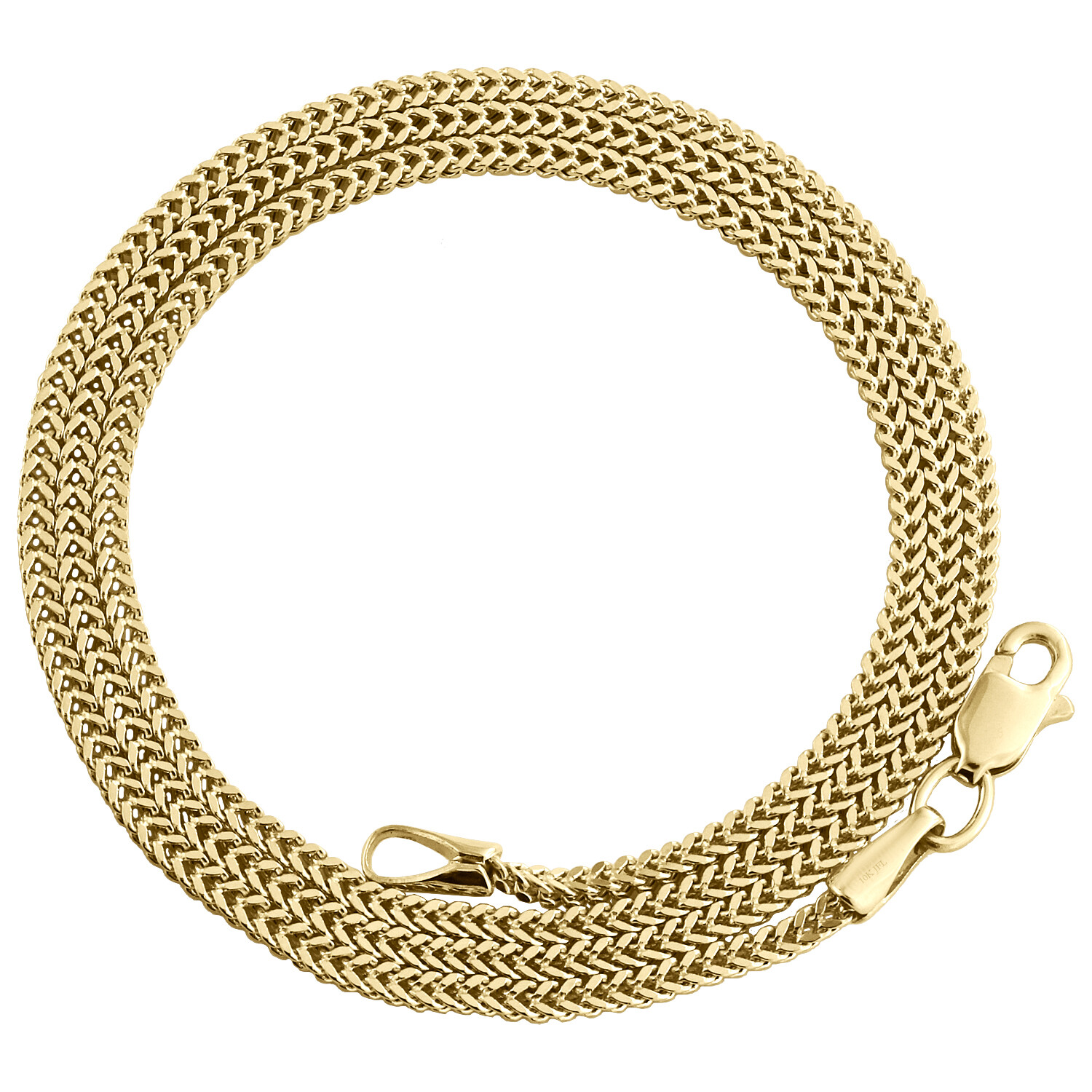 10K Yellow Gold 1.60mm Hollow Franco Chain 3D Square Box Necklae 16 – 30 Inches